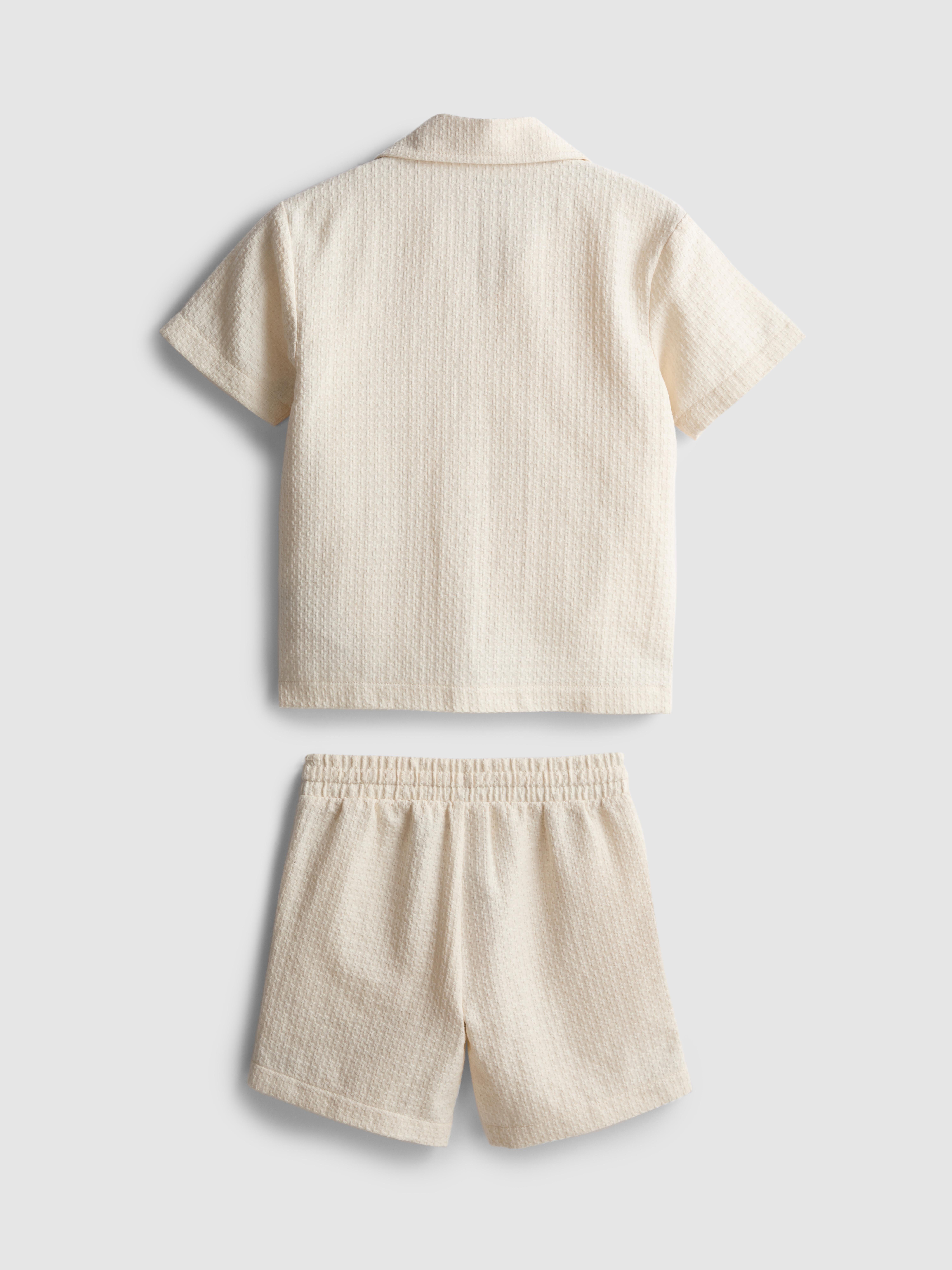 1.5-9yrs | Embroidered Shirt and Shorts Set