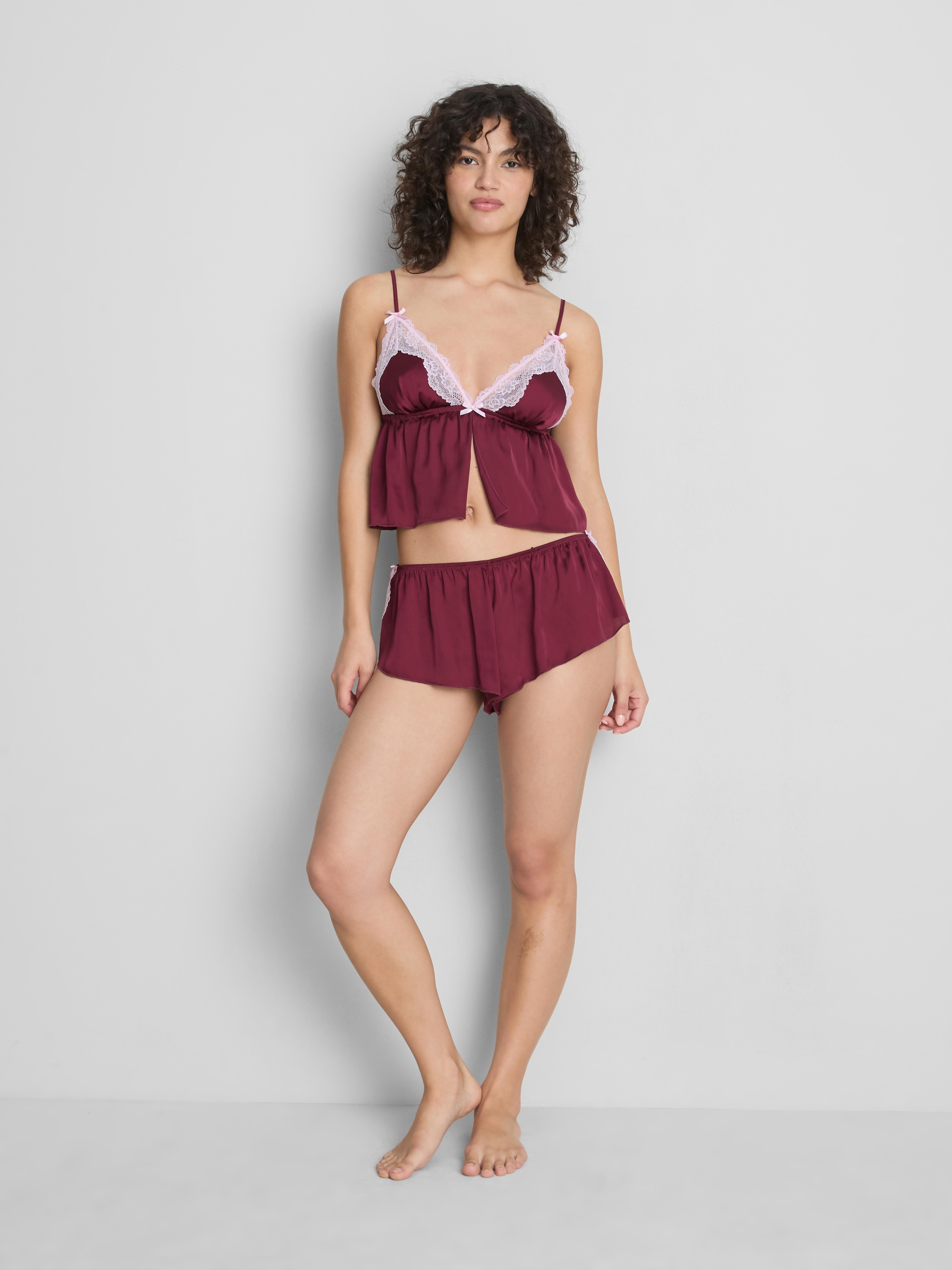 Lace-Trim Contrast French Underwear