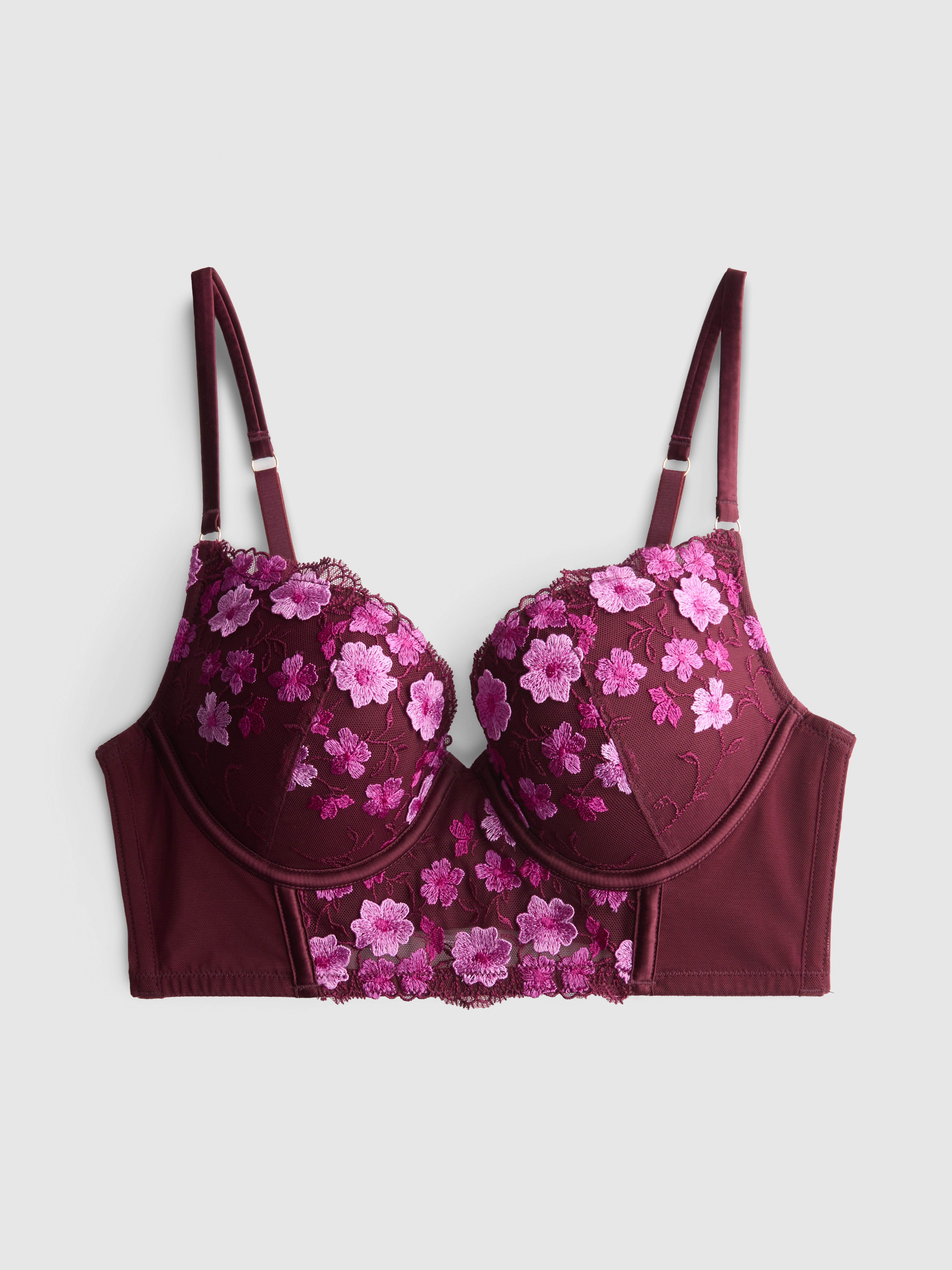 Floral Embroidered Longline Bra