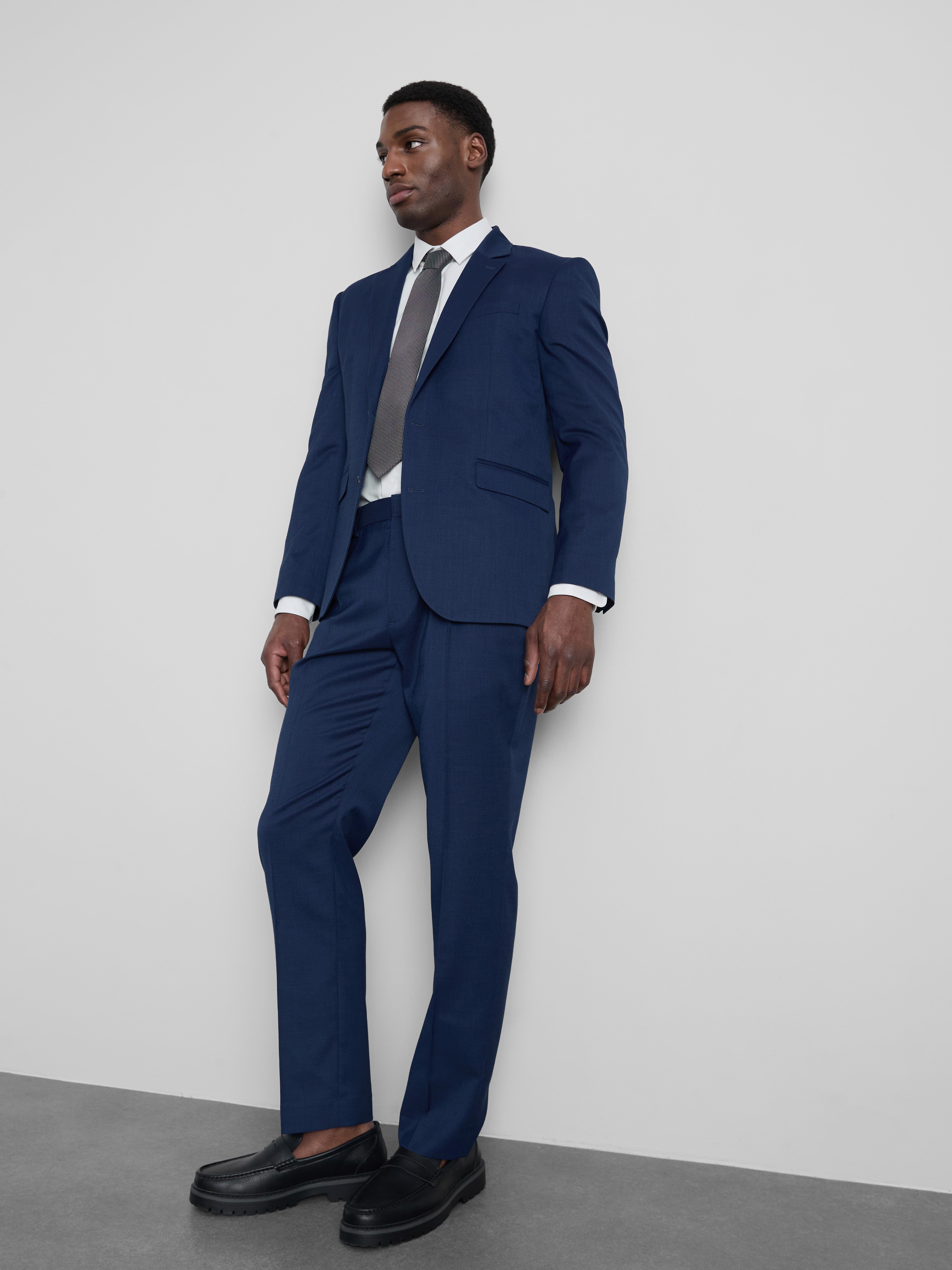 Regular Fit Textured Suit Jacket Blue
