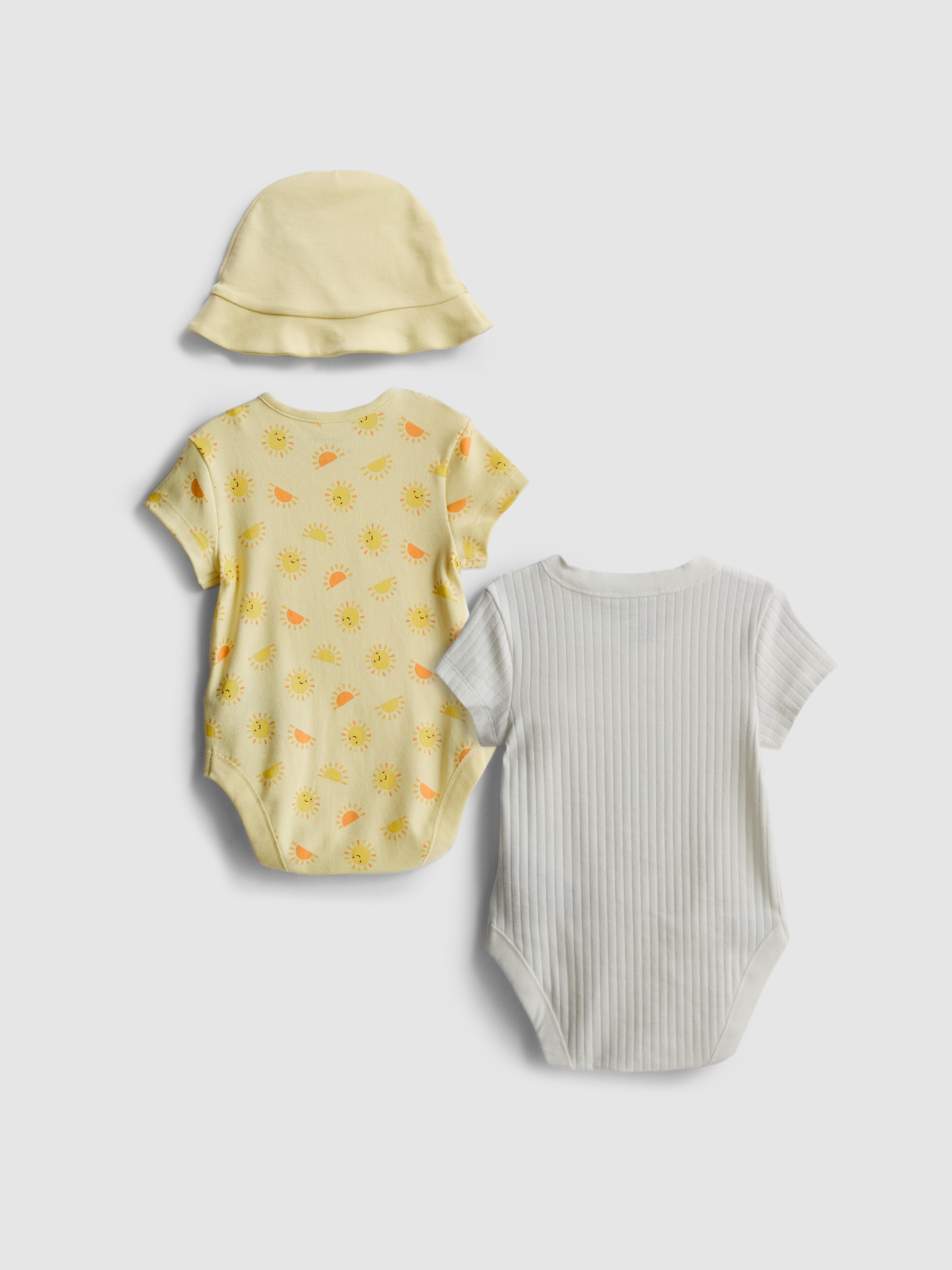 0-9mths | My First Holiday Bodysuits and Sun Hat Newborn Set