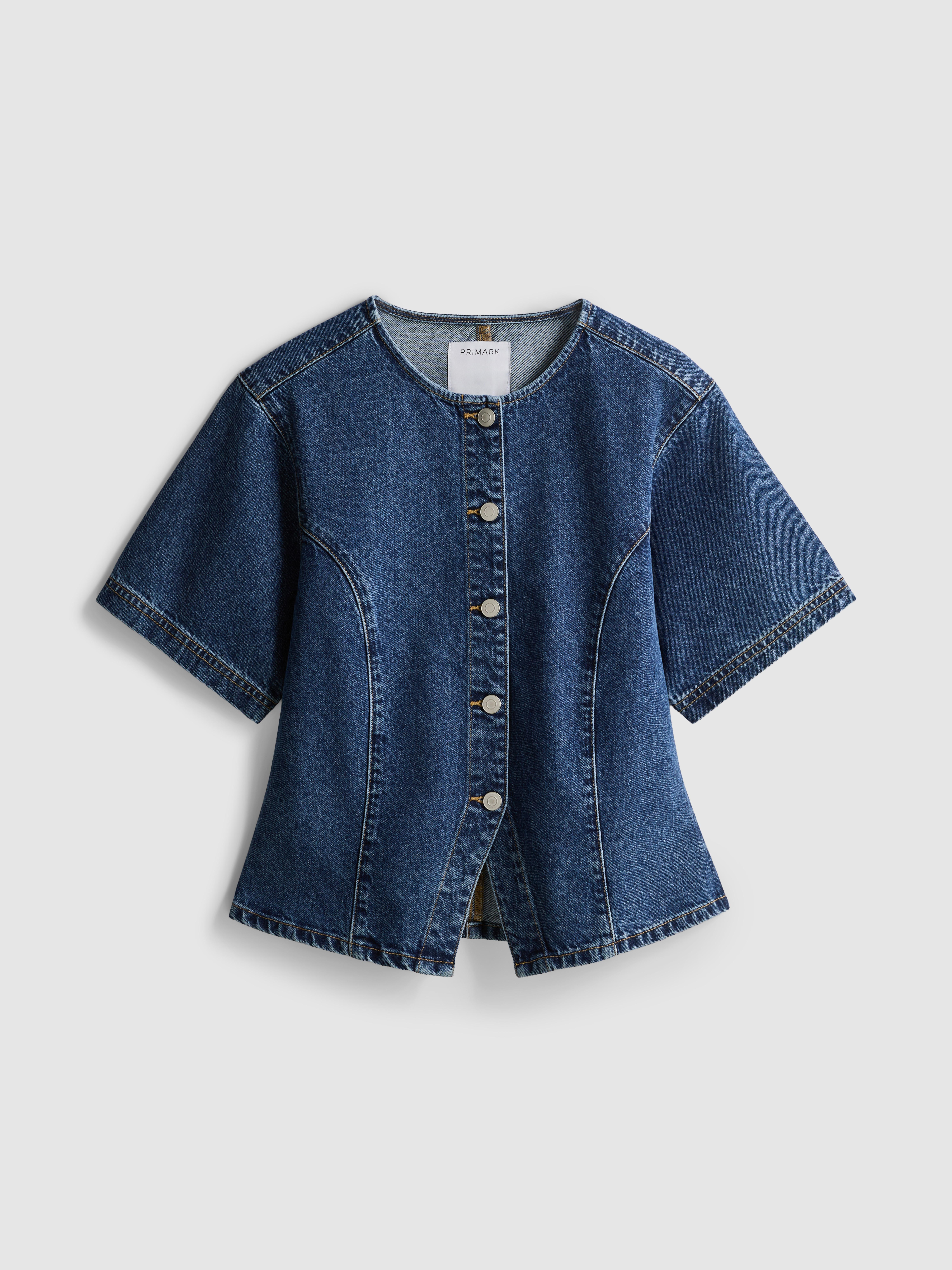 Maglia a maniche corte in denim di cotone