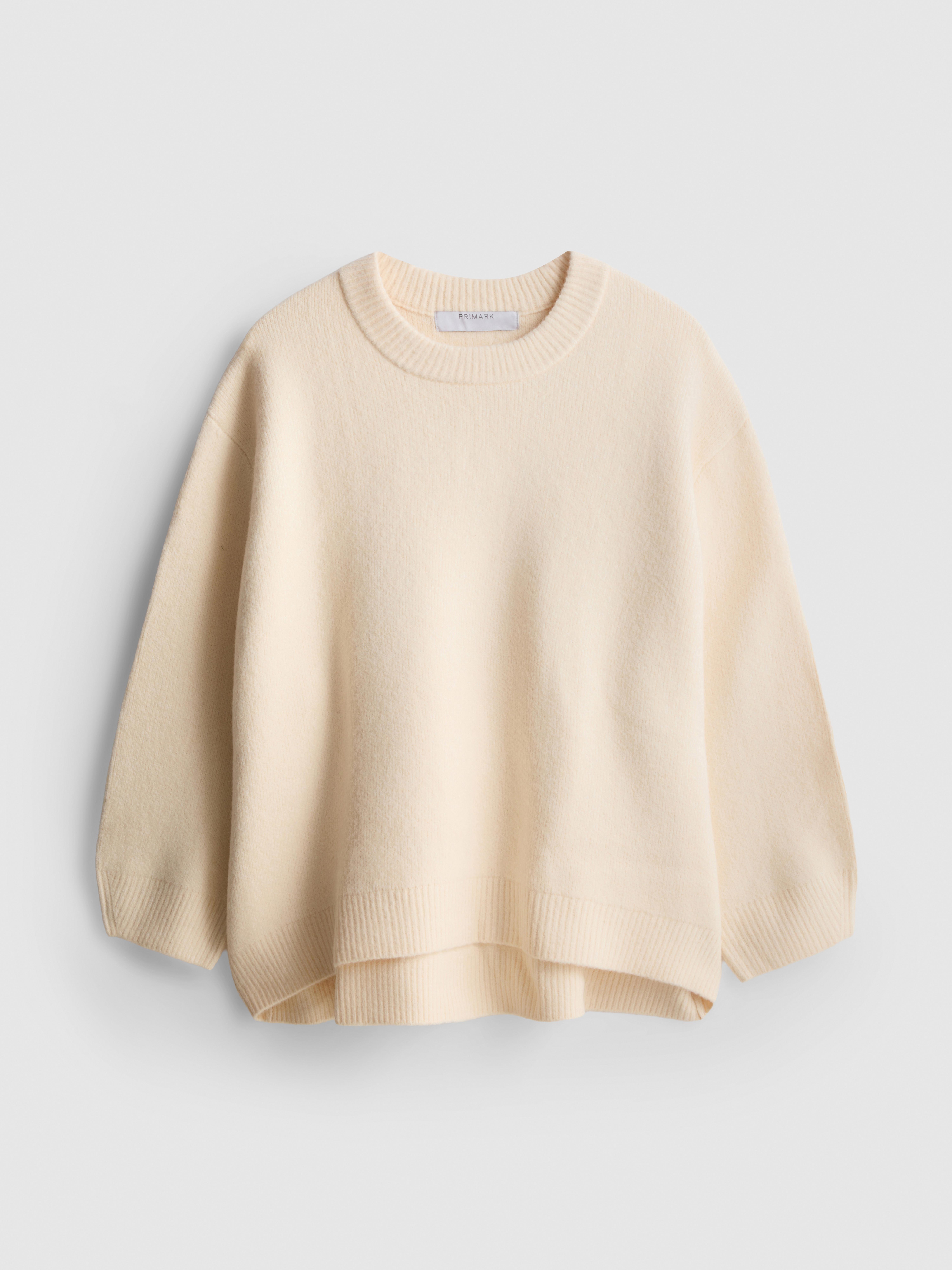 Pull oversize en mélange de laine à col ras-du-cou
