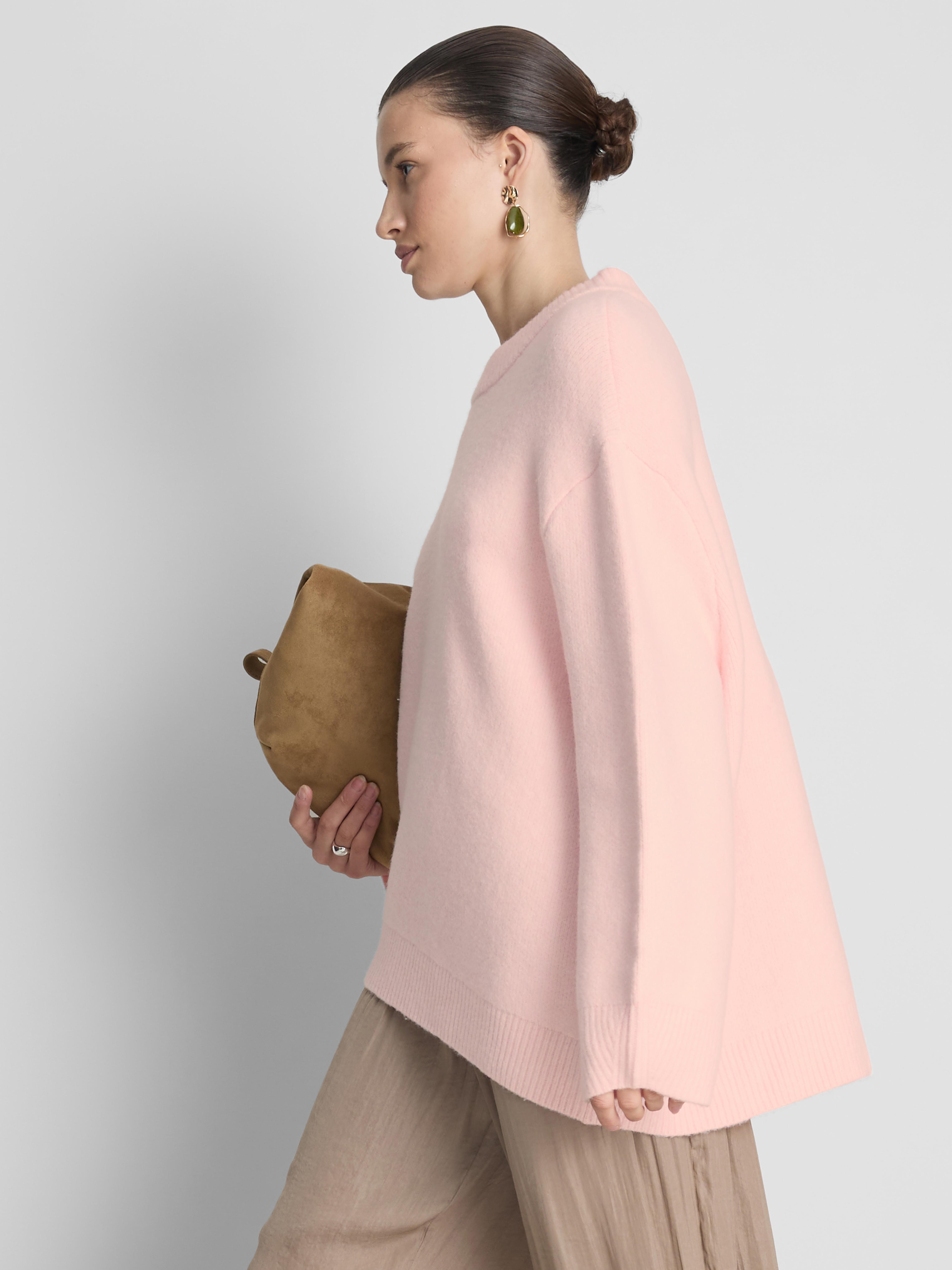 Wool Blend Oversized Crew Neck Jumper