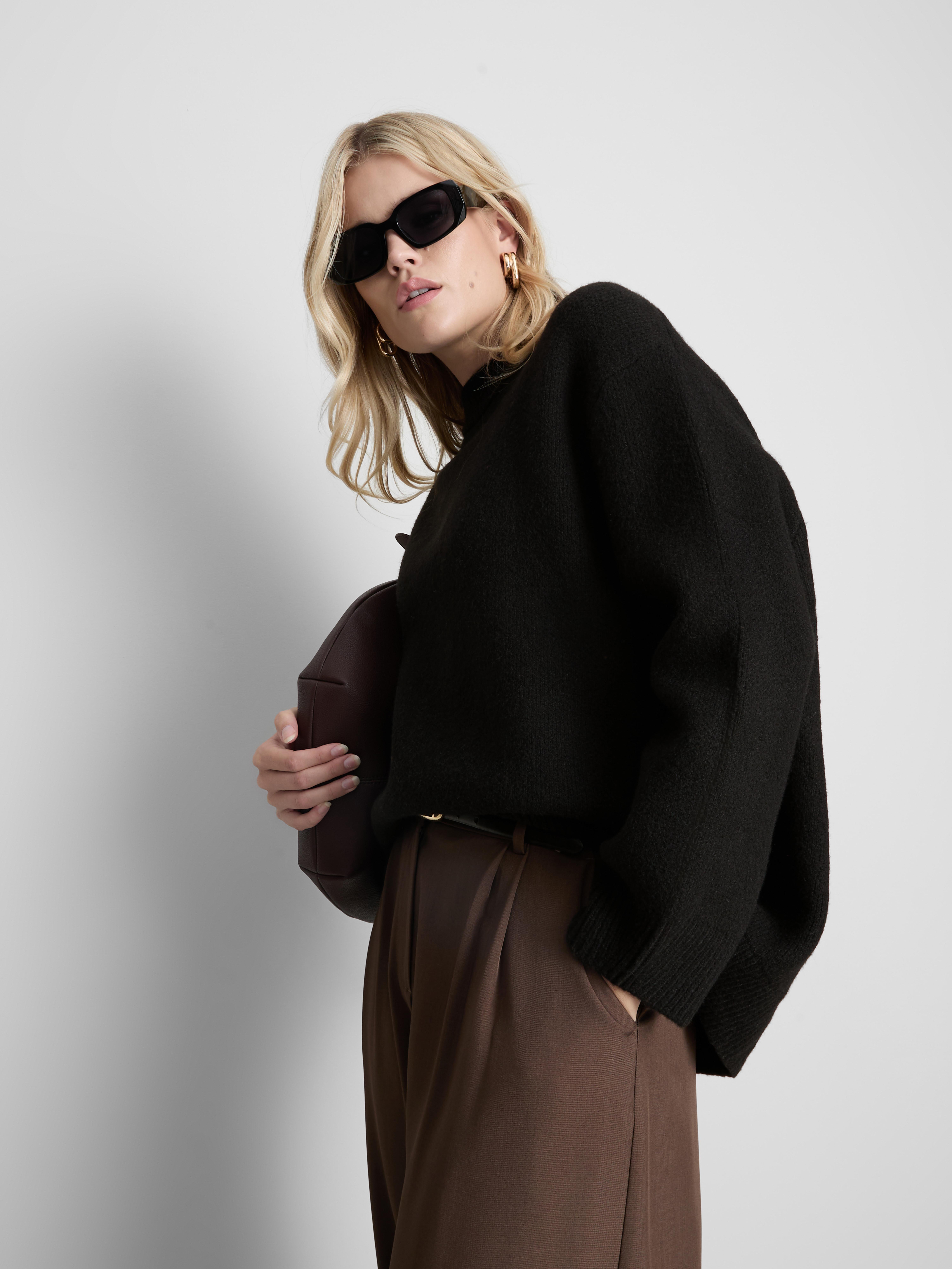 Wool Blend Oversized Crew Neck Sweater