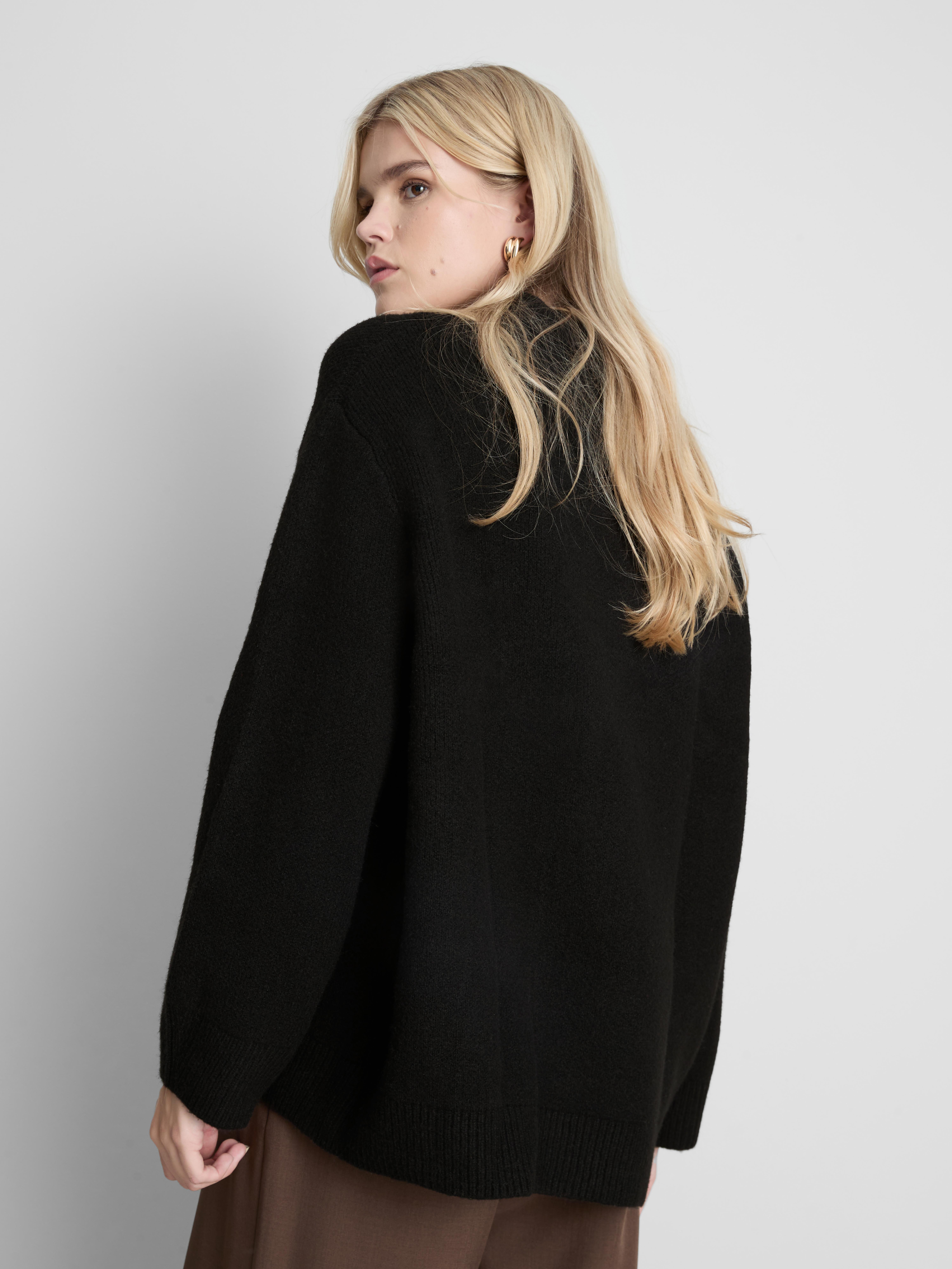 Wool Blend Oversized Crew Neck Sweater