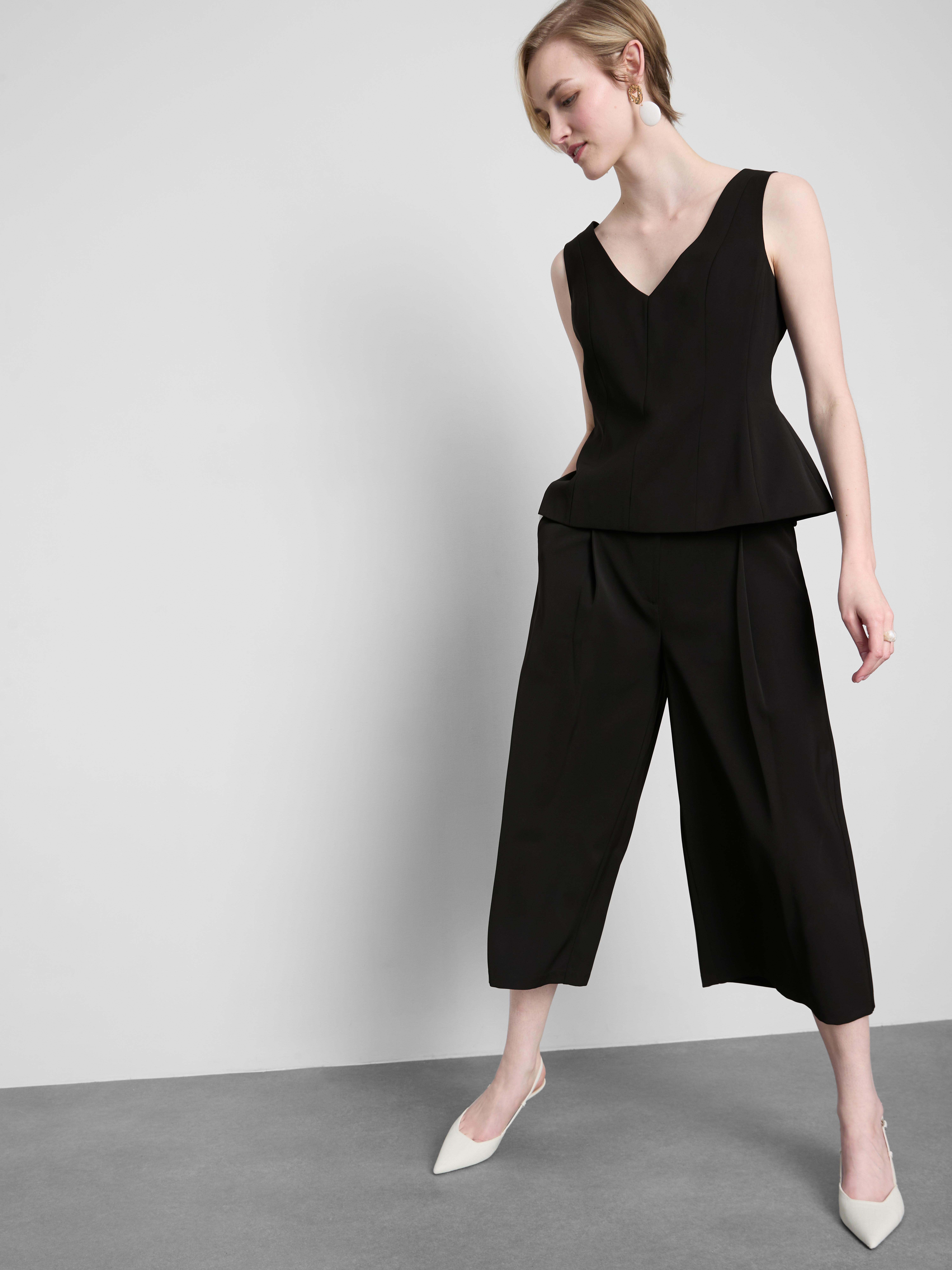 Lila Pleated Culotte Trousers