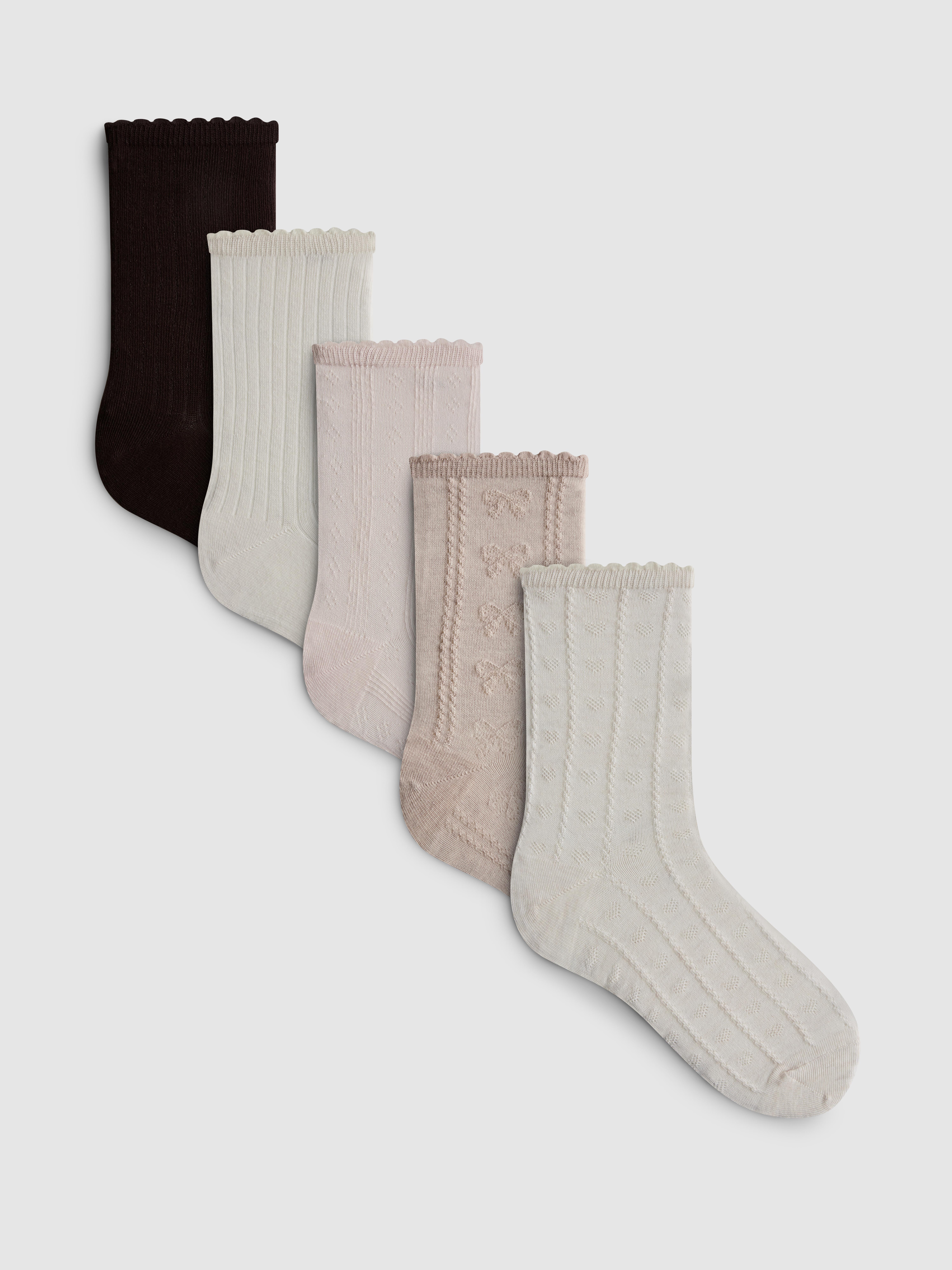 5pk Textured Crew Socks