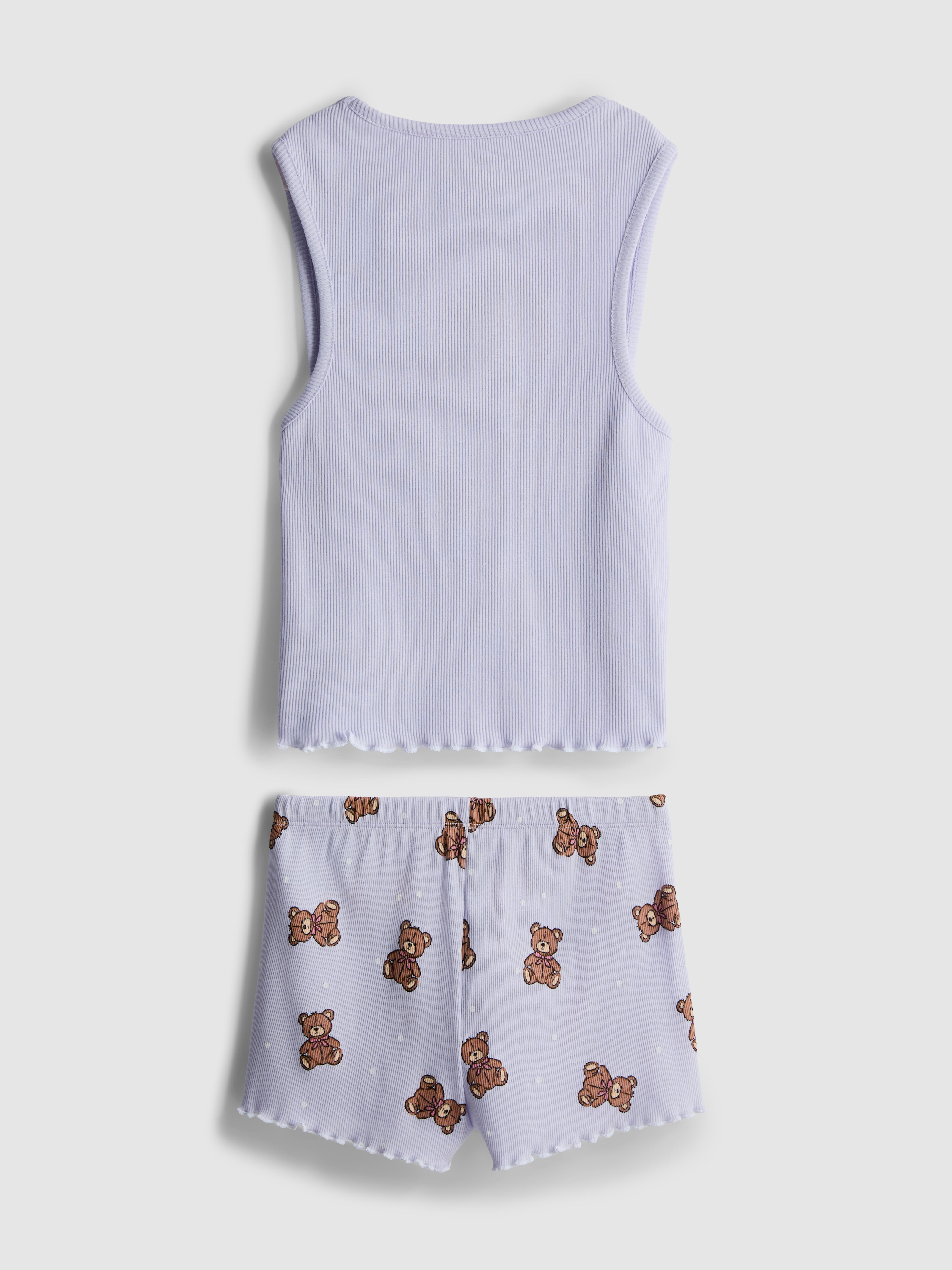 7-15yrs | Teddy Bear Graphic Vest Pyjamas