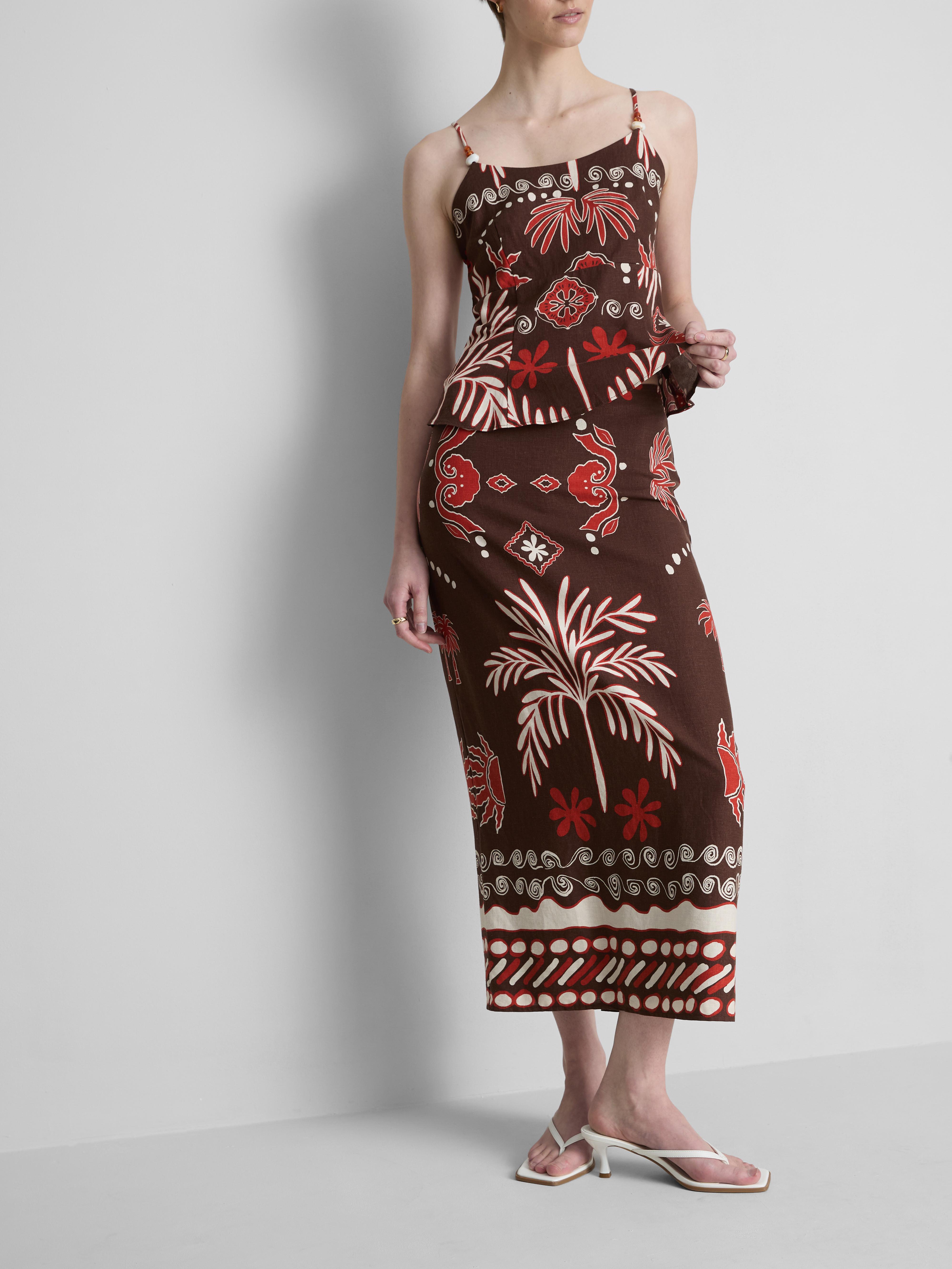 Women's Multi The Edit Linen-Blend Printed Midi Skirt | Primark