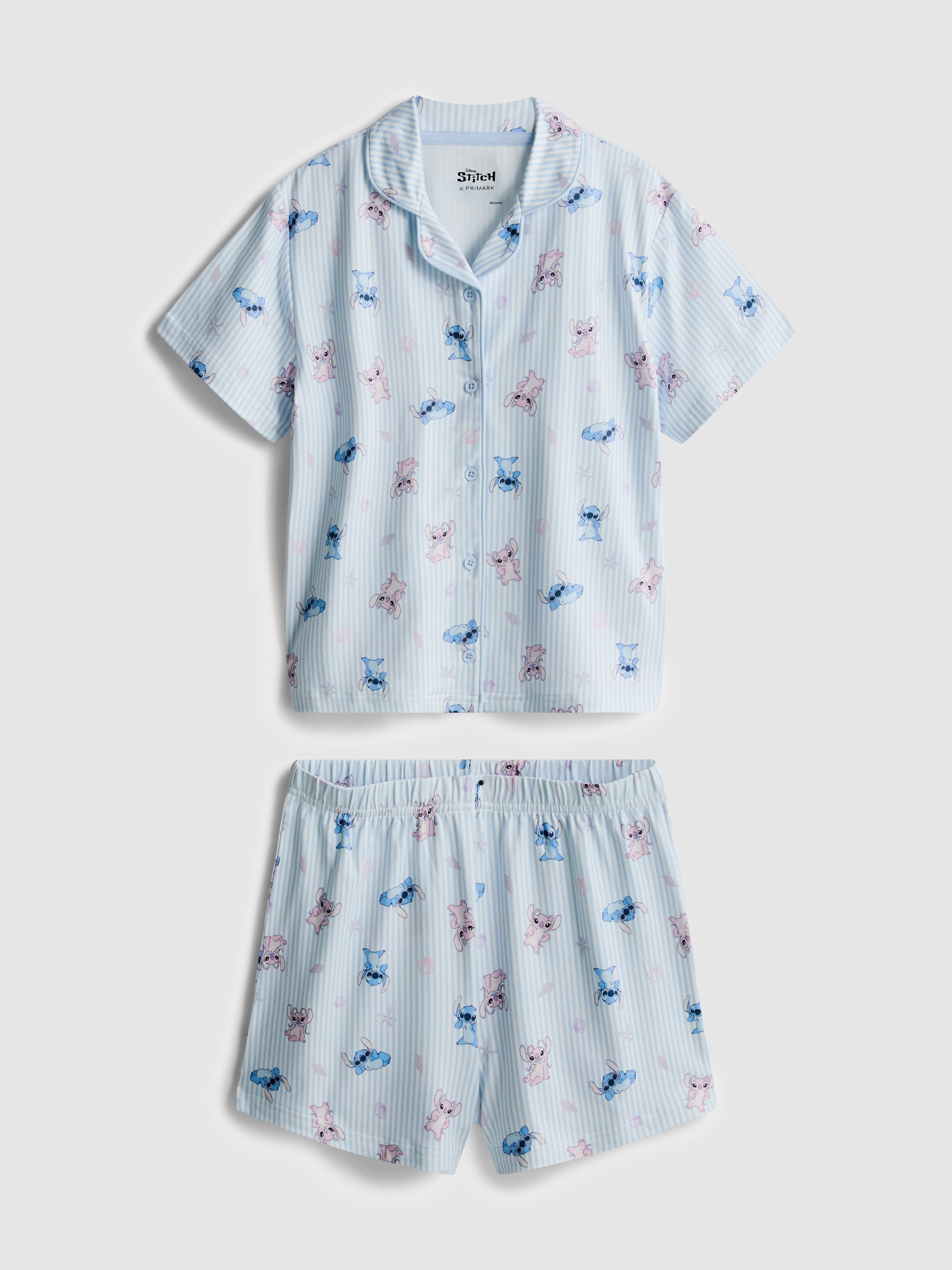 5–15 éves | Disney Stitch rövidnadrágos pizsama inggel