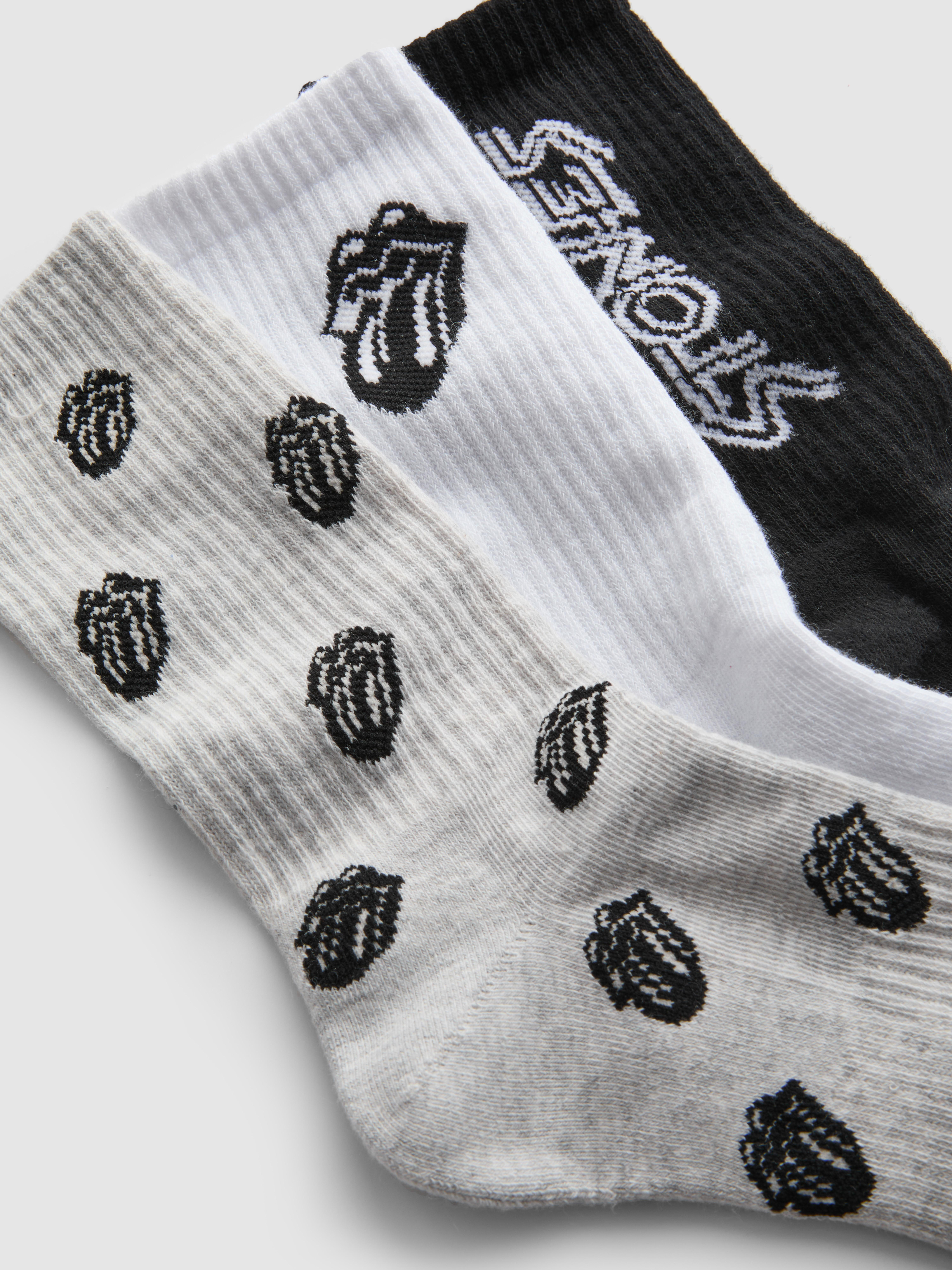 Gerippte „Rolling Stones“ Socken, 3er-Pack