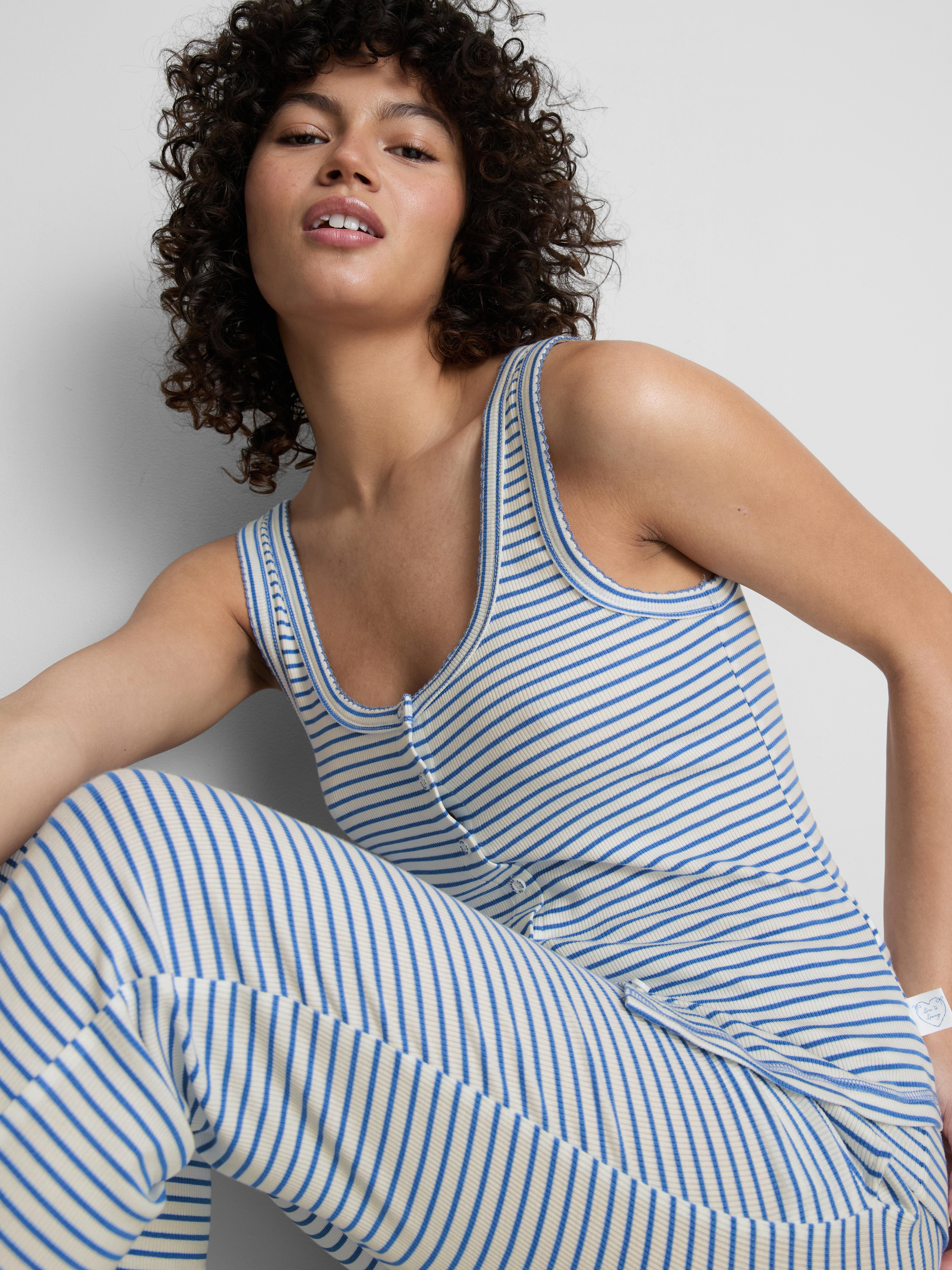 Love To Lounge Ribbed Striped Pajama Cami