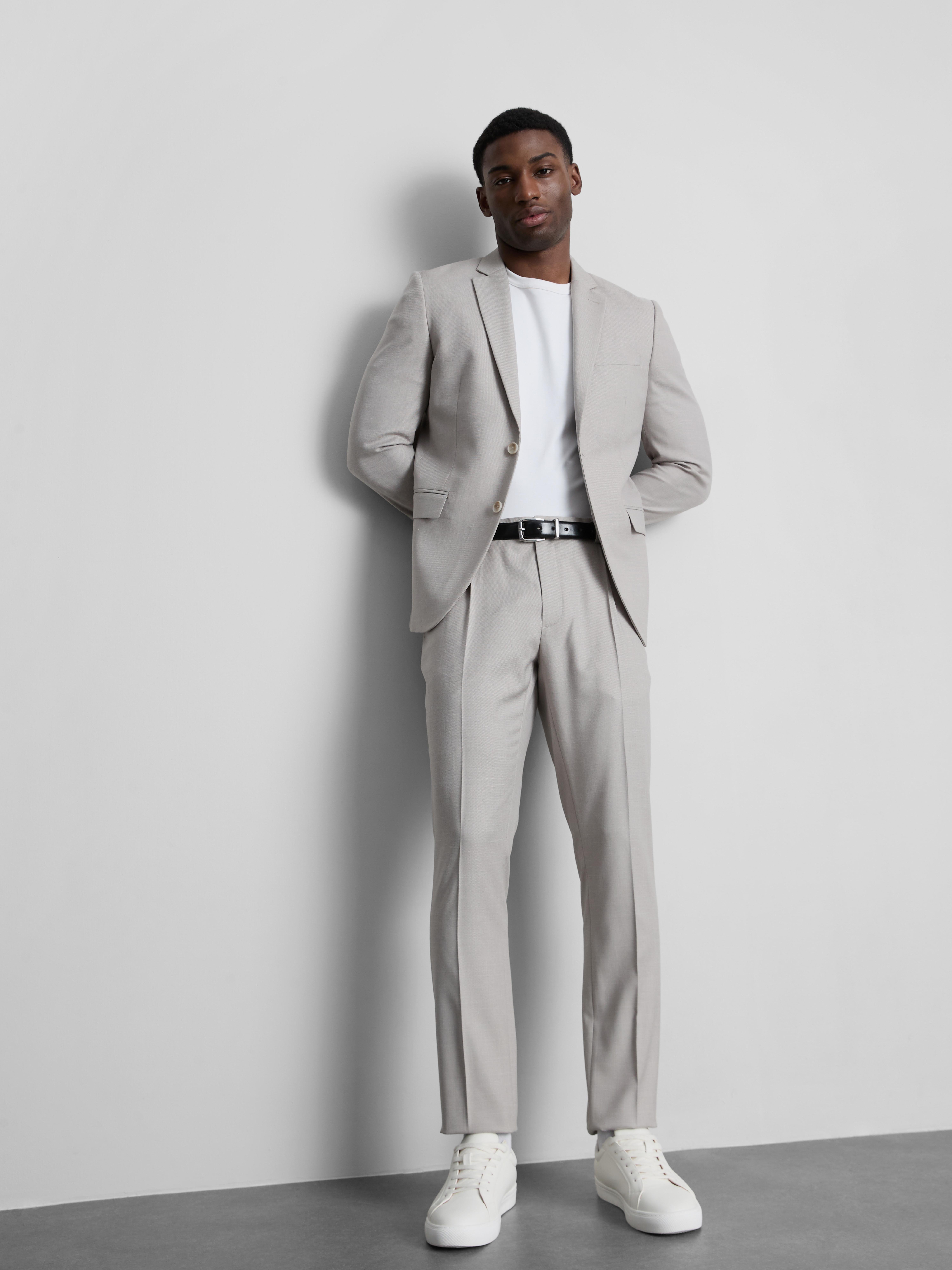 Slim Fit Dobby Texture Suit Pants