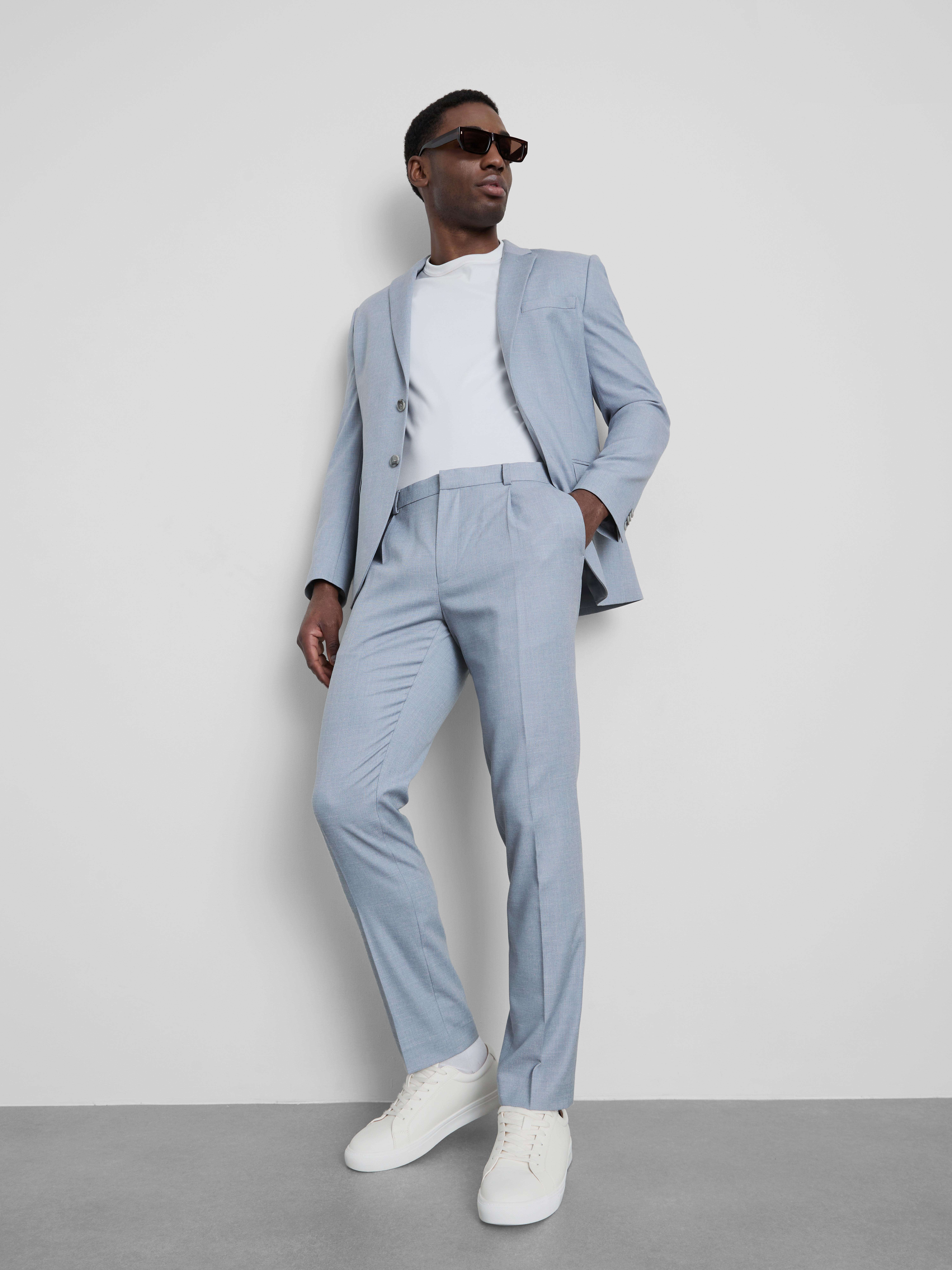 Men's Ivory Slim Fit Dobby Texture Suit Pants | Primark