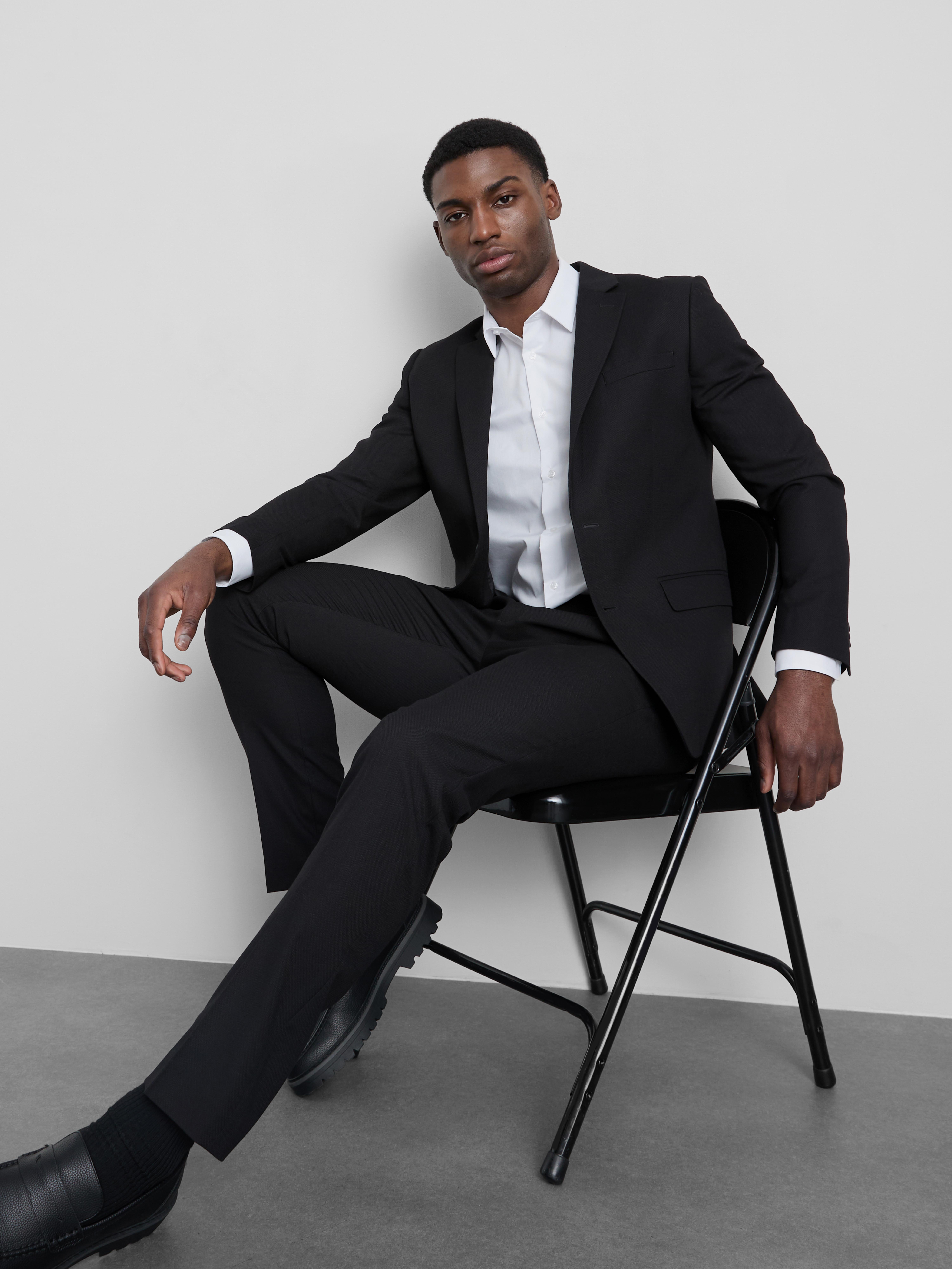Slim Fit Dobby Texture Suit Trousers