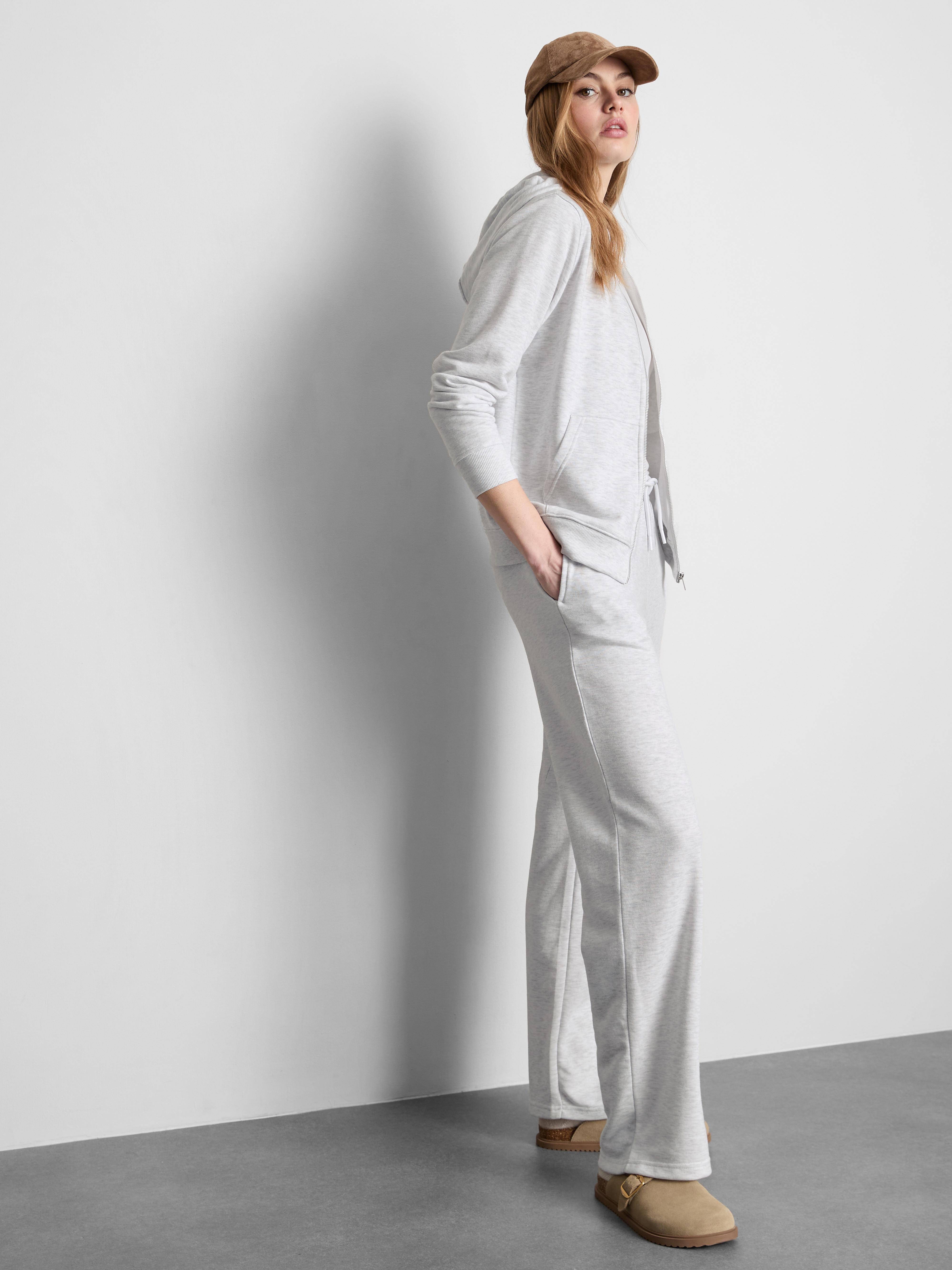 Felpa classica con cappuccio e zip in misto cotone Grigio mélange