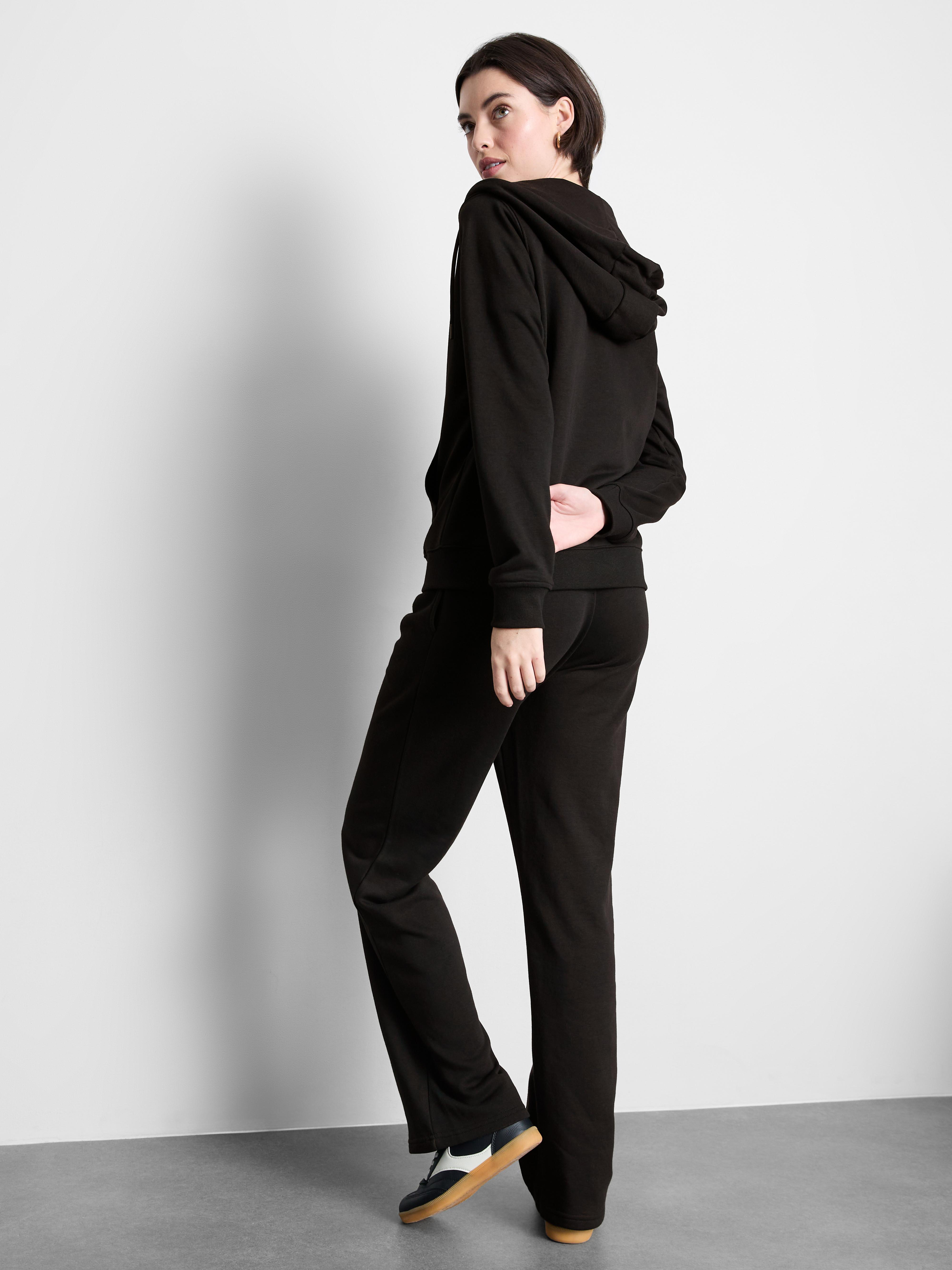 Felpa classica con cappuccio e zip in misto cotone