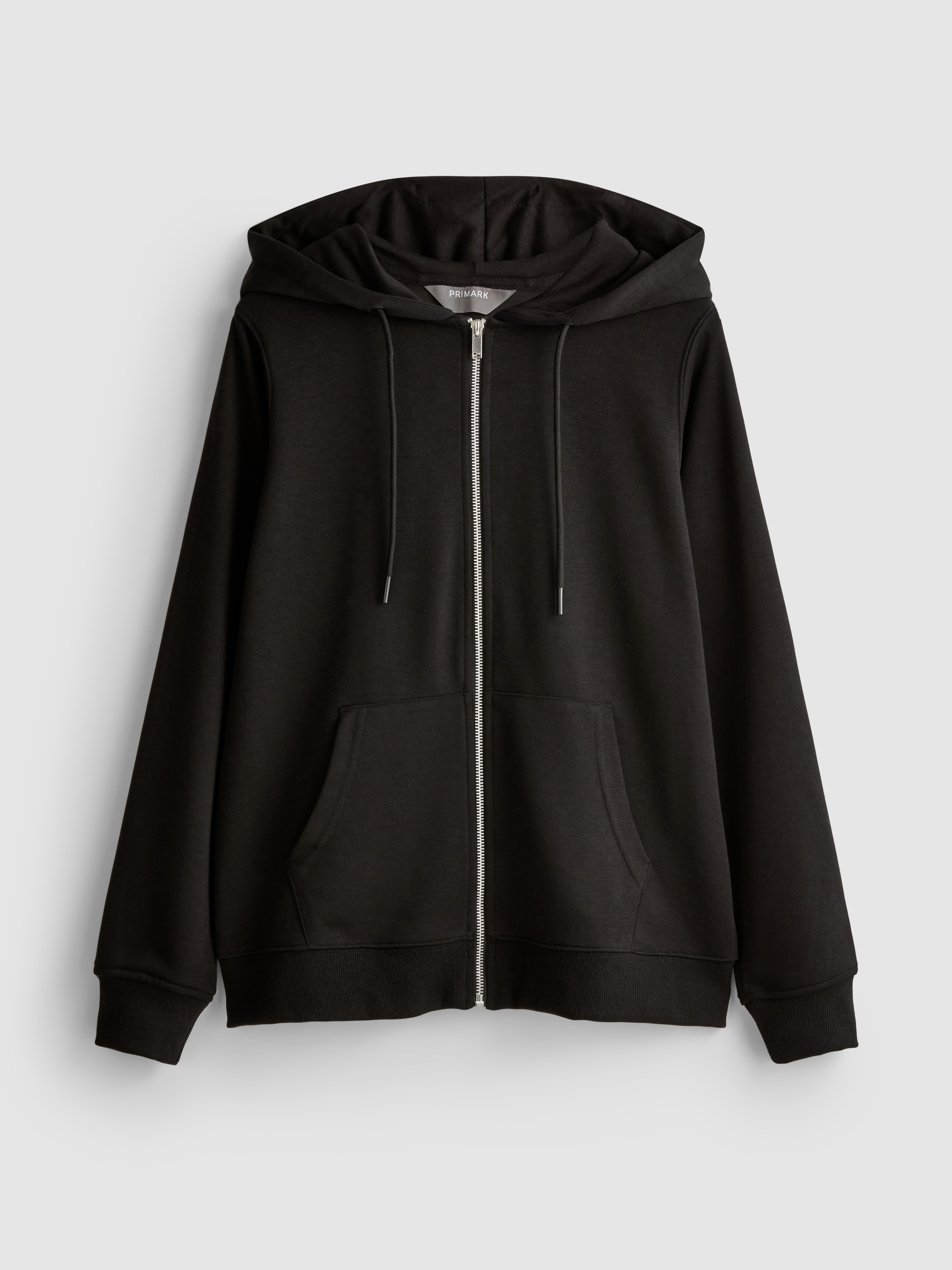Felpa classica con cappuccio e zip in misto cotone