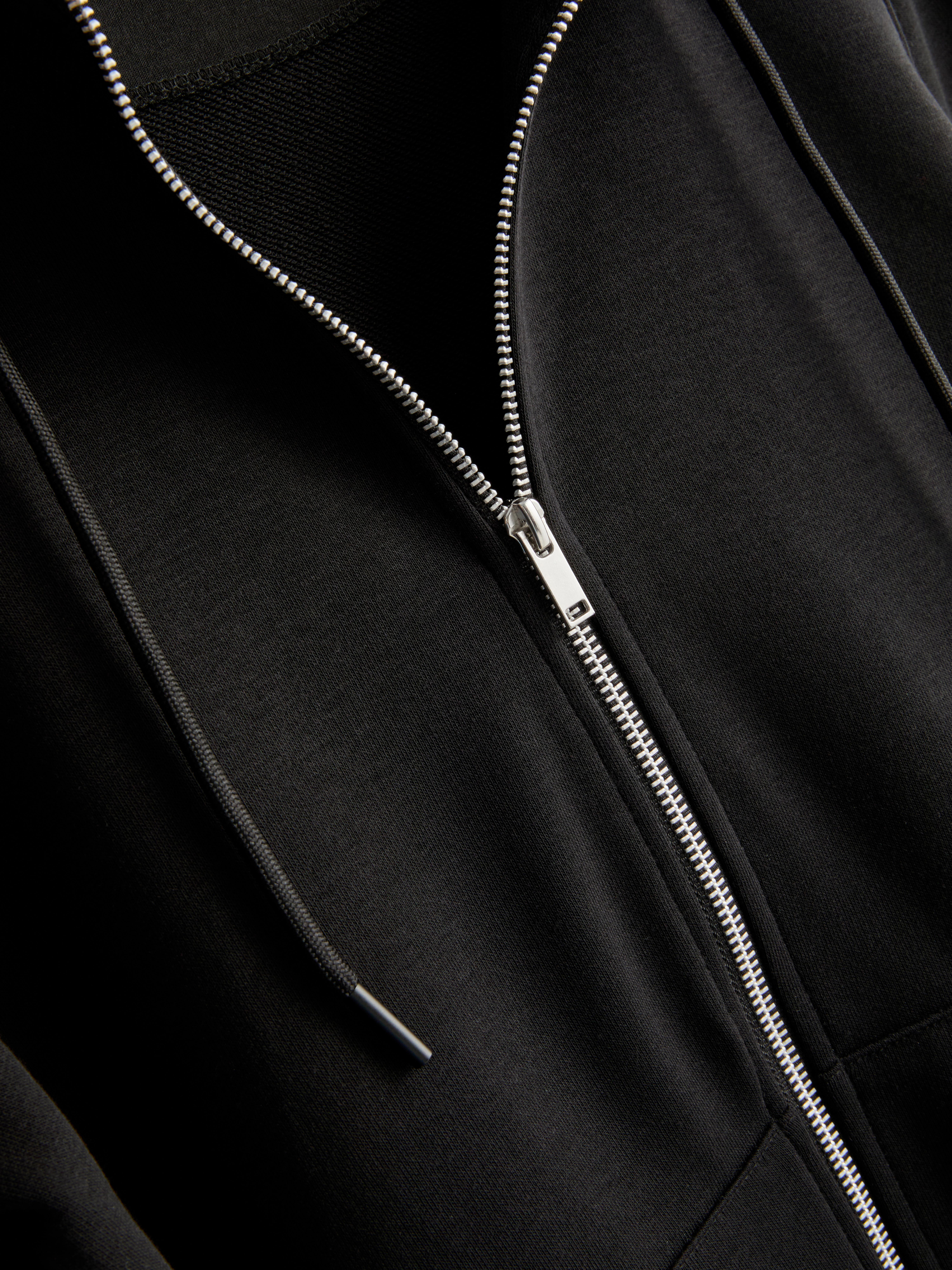 Felpa classica con cappuccio e zip in misto cotone