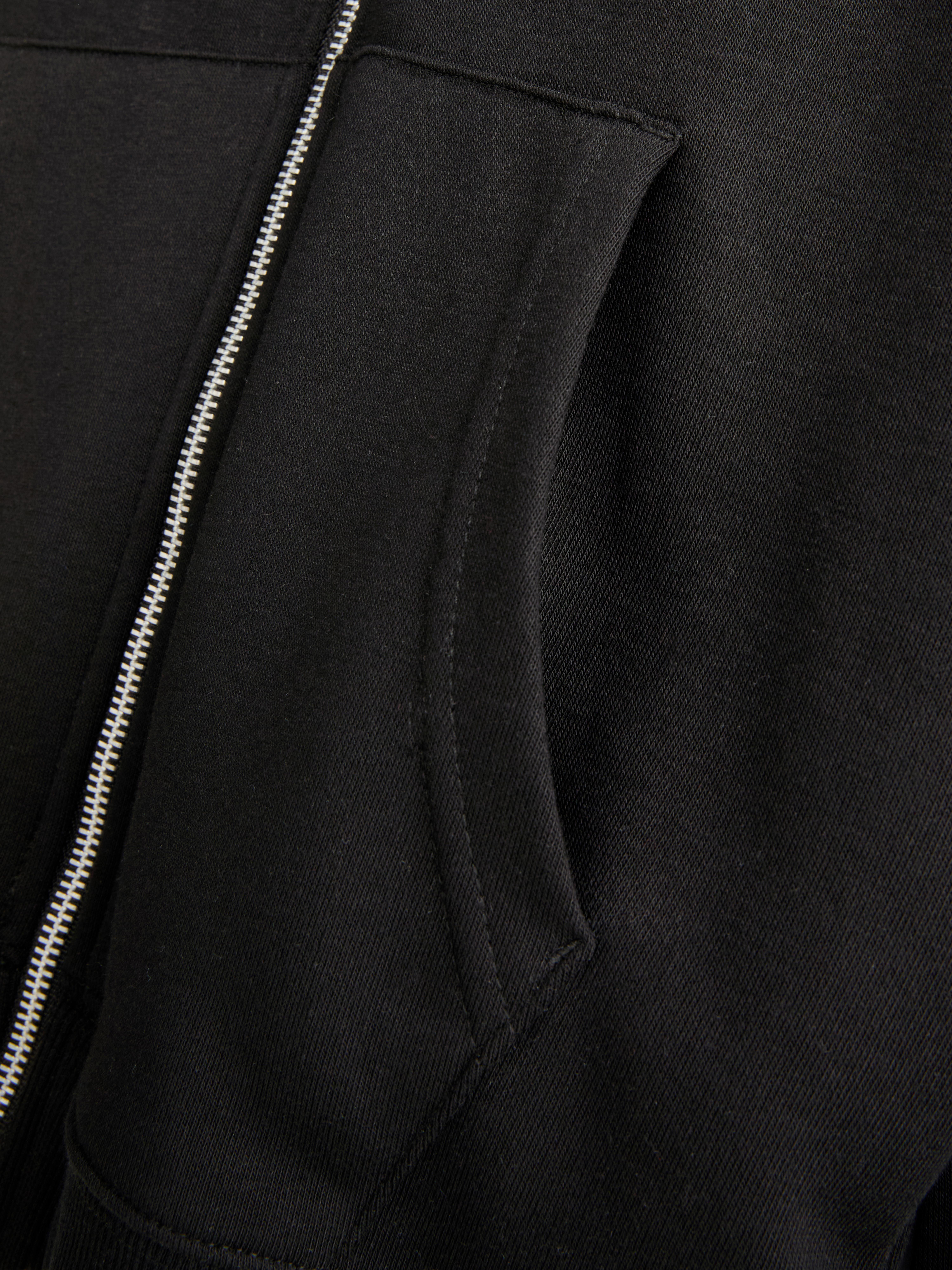 Felpa classica con cappuccio e zip in misto cotone