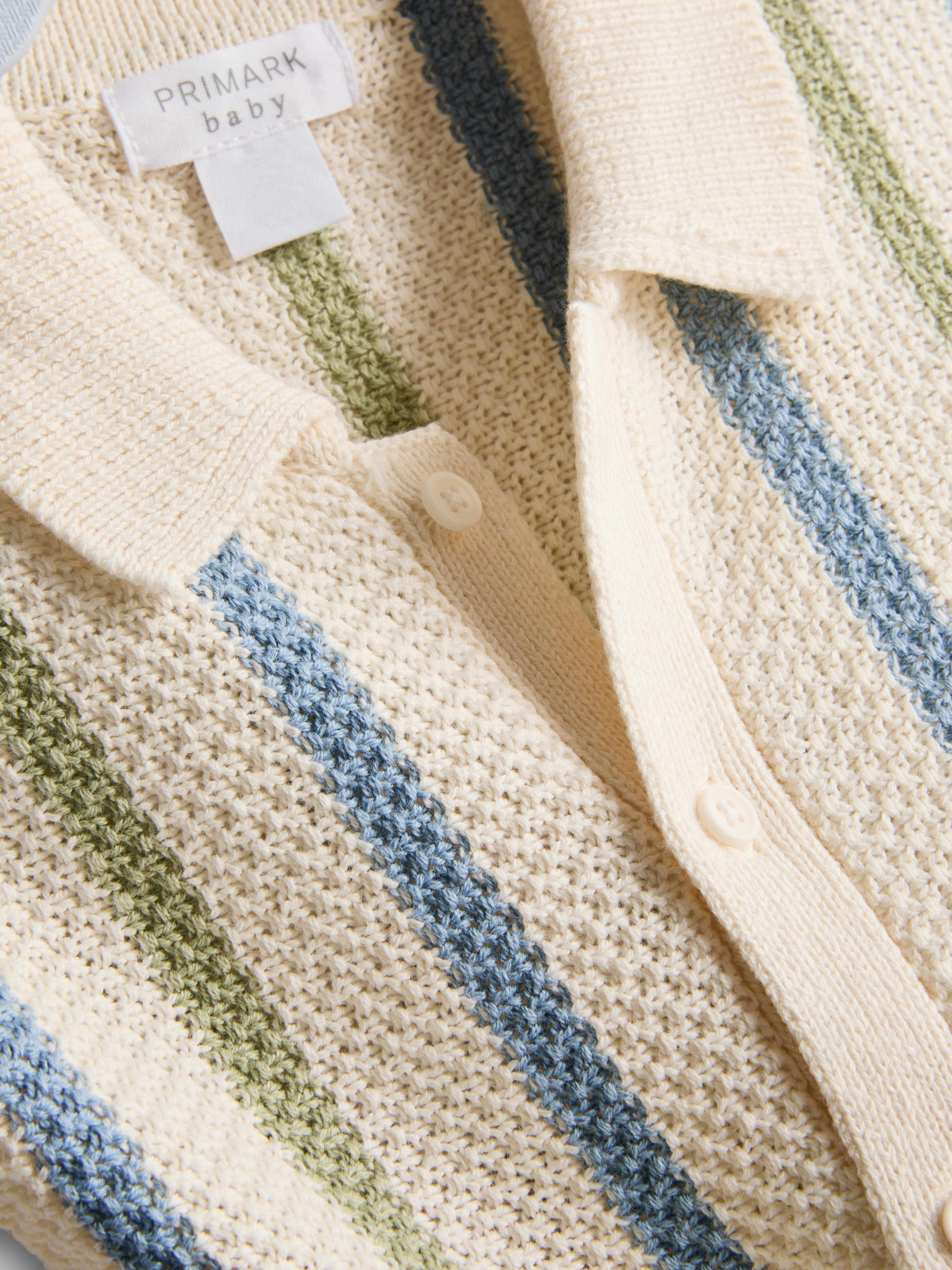 0–12 Monate | Gestreiftes Strickpoloshirt und Shorts im Set