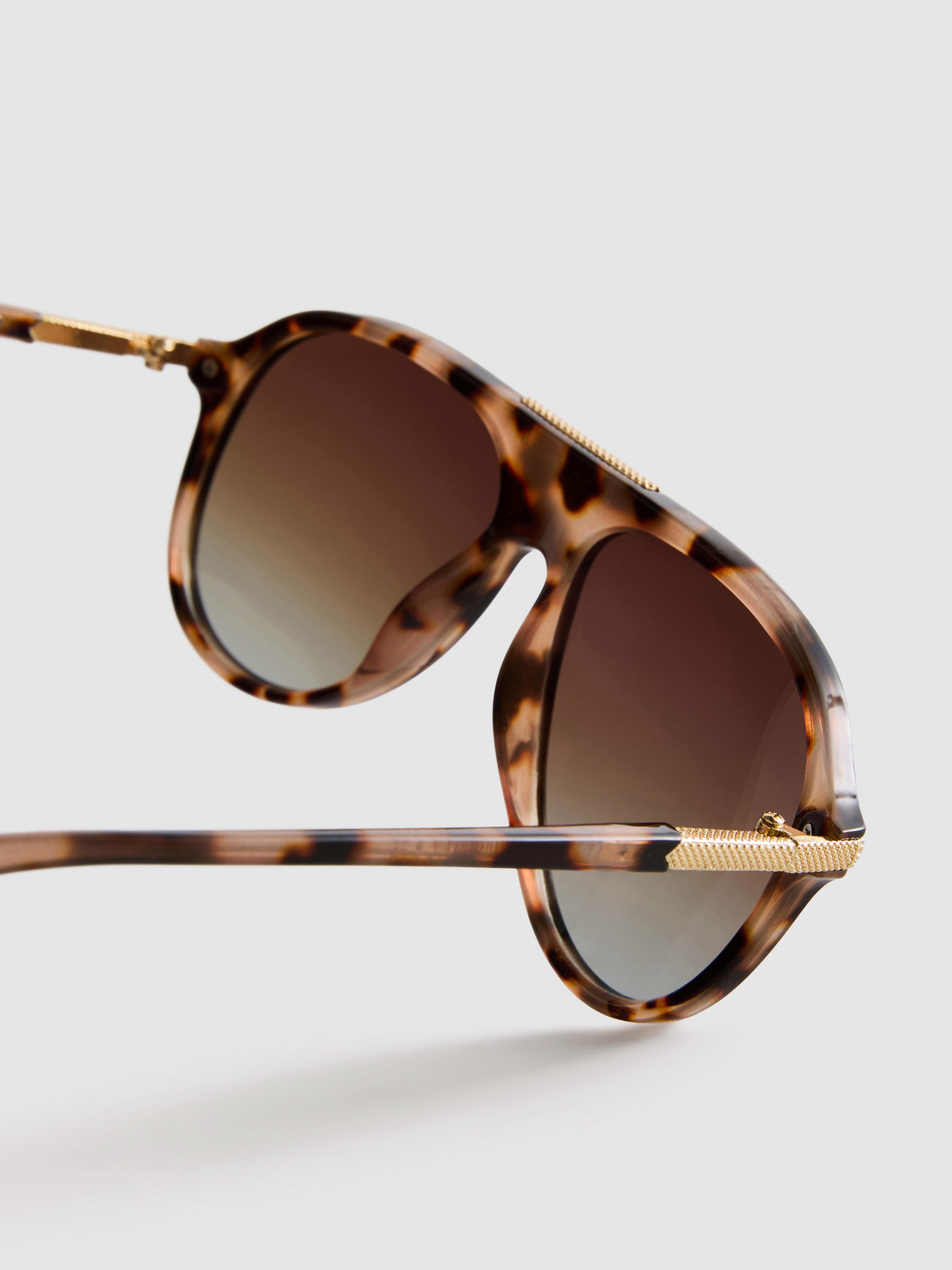 Metal-Trim Aviator-Style Sunglasses