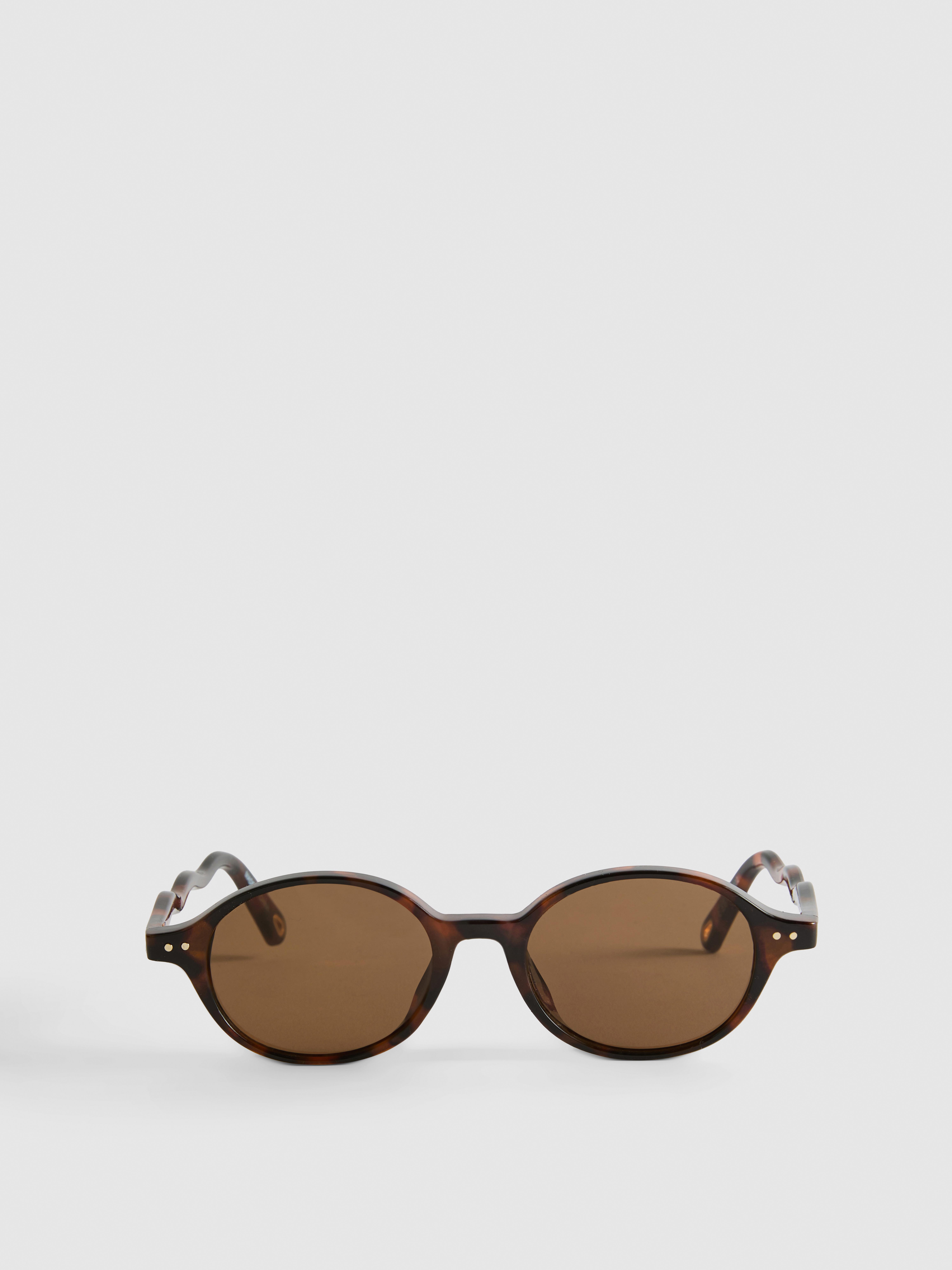 Round Wavy Arm Sunglasses Brown
