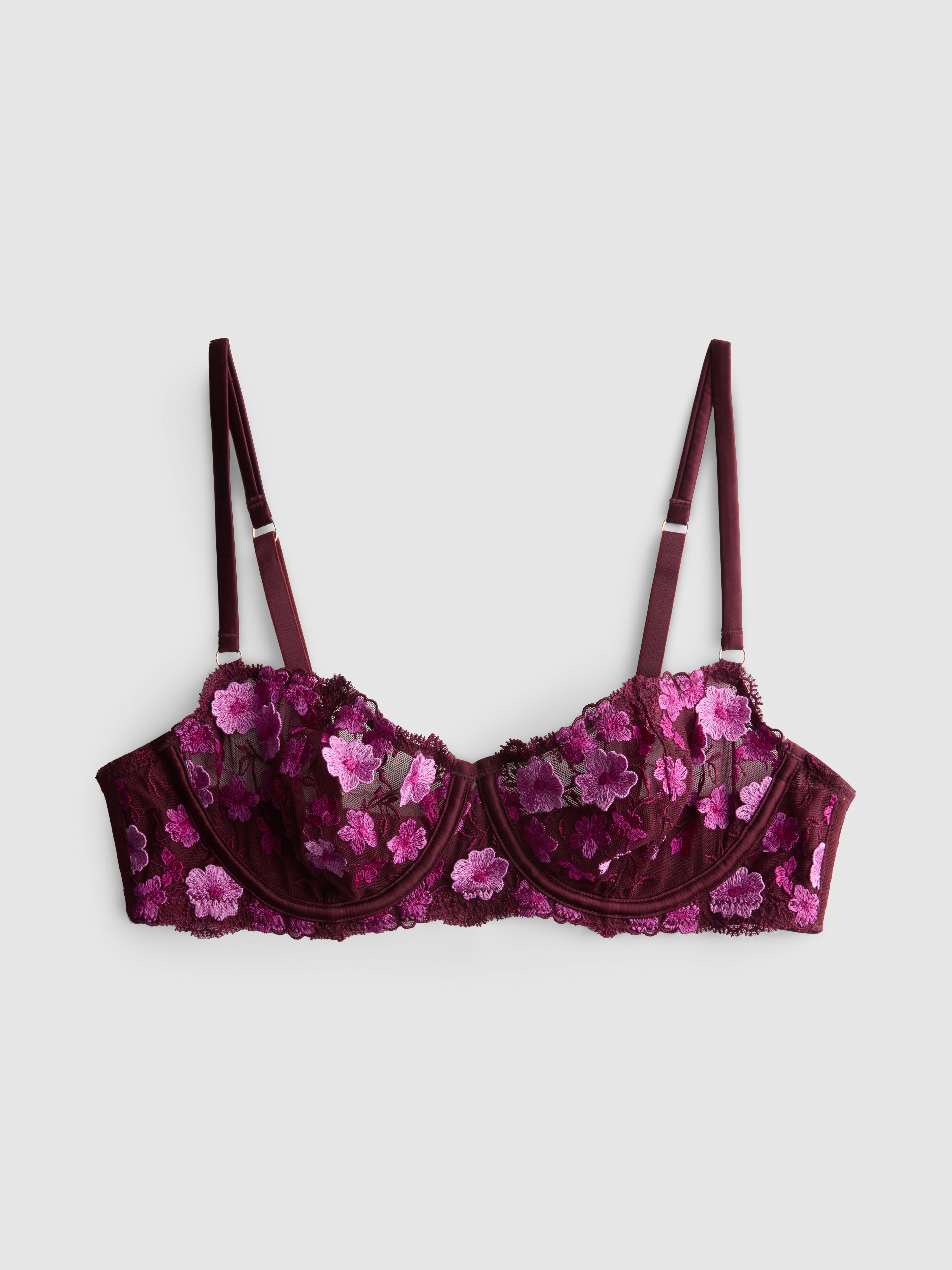Floral Embroidered Non-Padded Balcony Bra