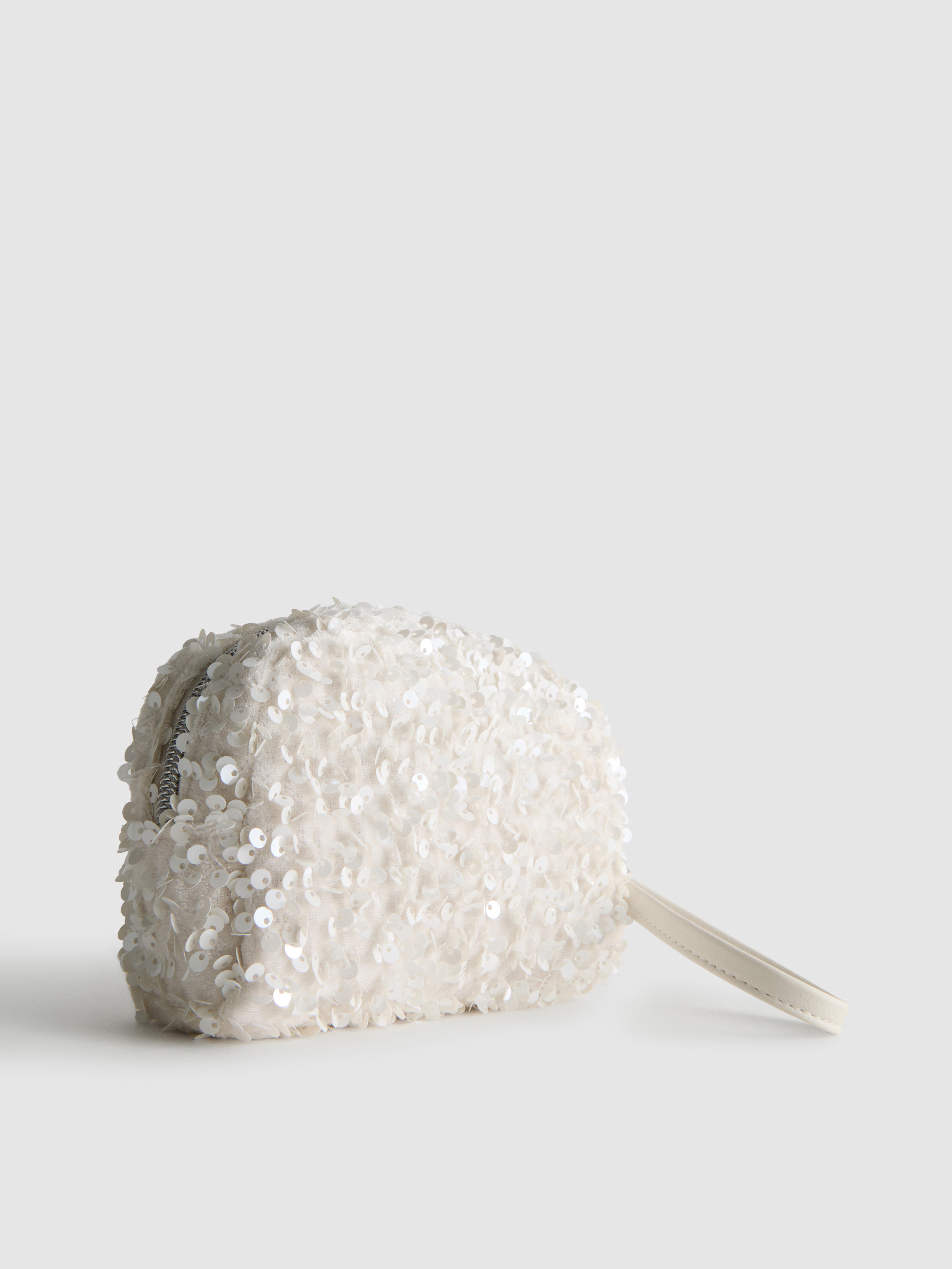 Minibolsa de maquillaje con lentejuelas para novia