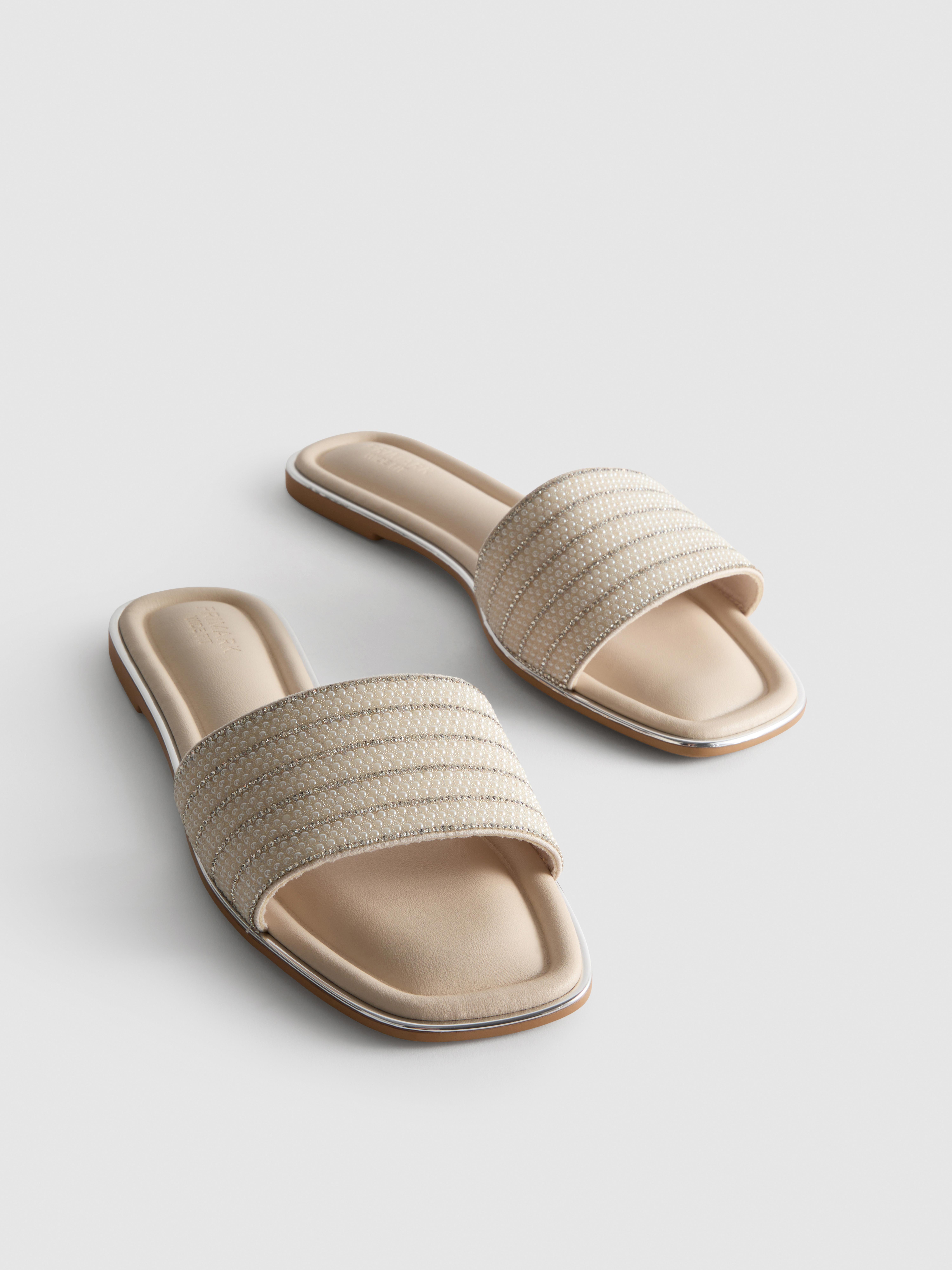 Rhinestone Bead Mule Sandals