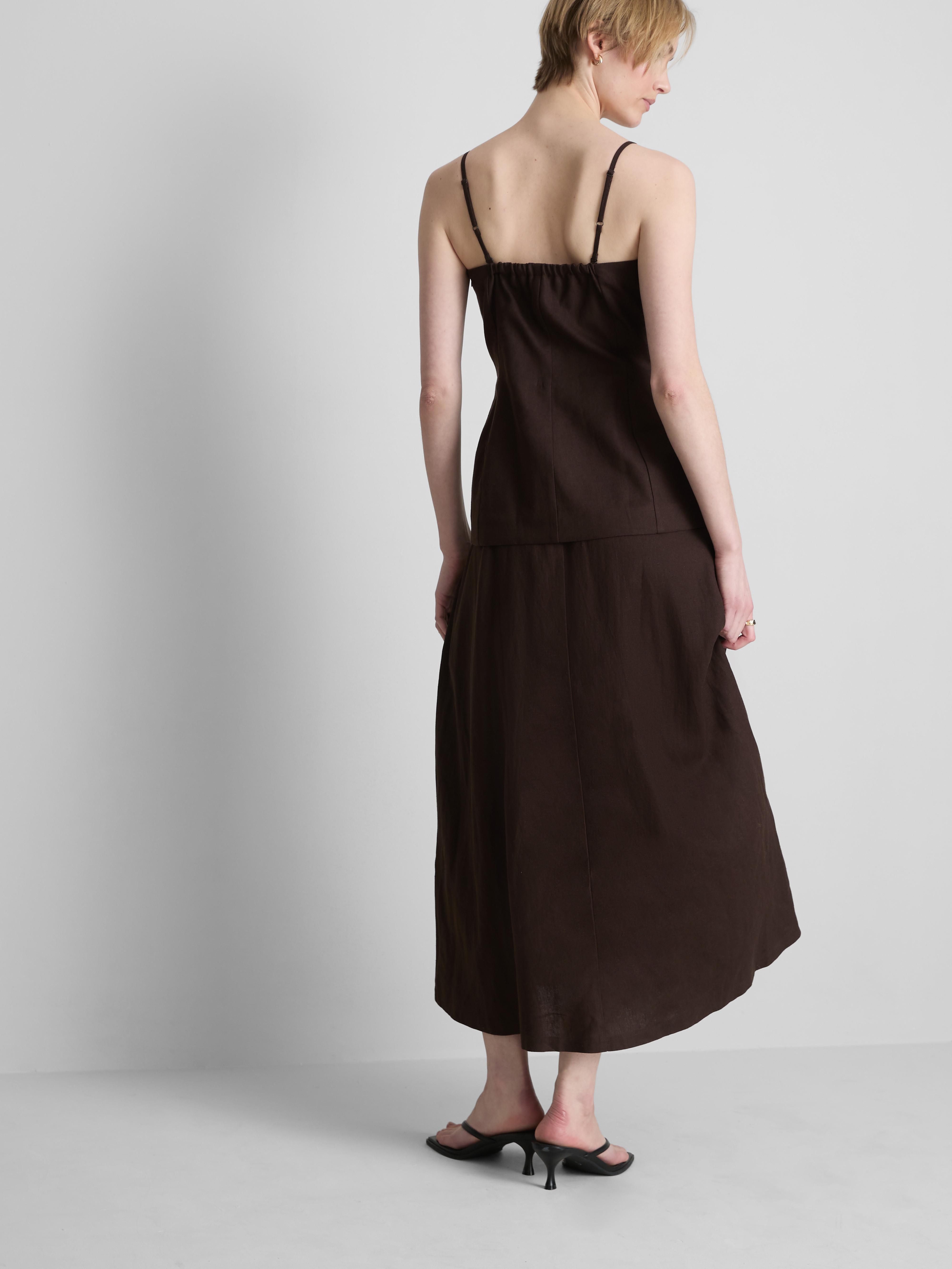 Gestuftes „The Edit“ Midikleid aus Leinengemisch