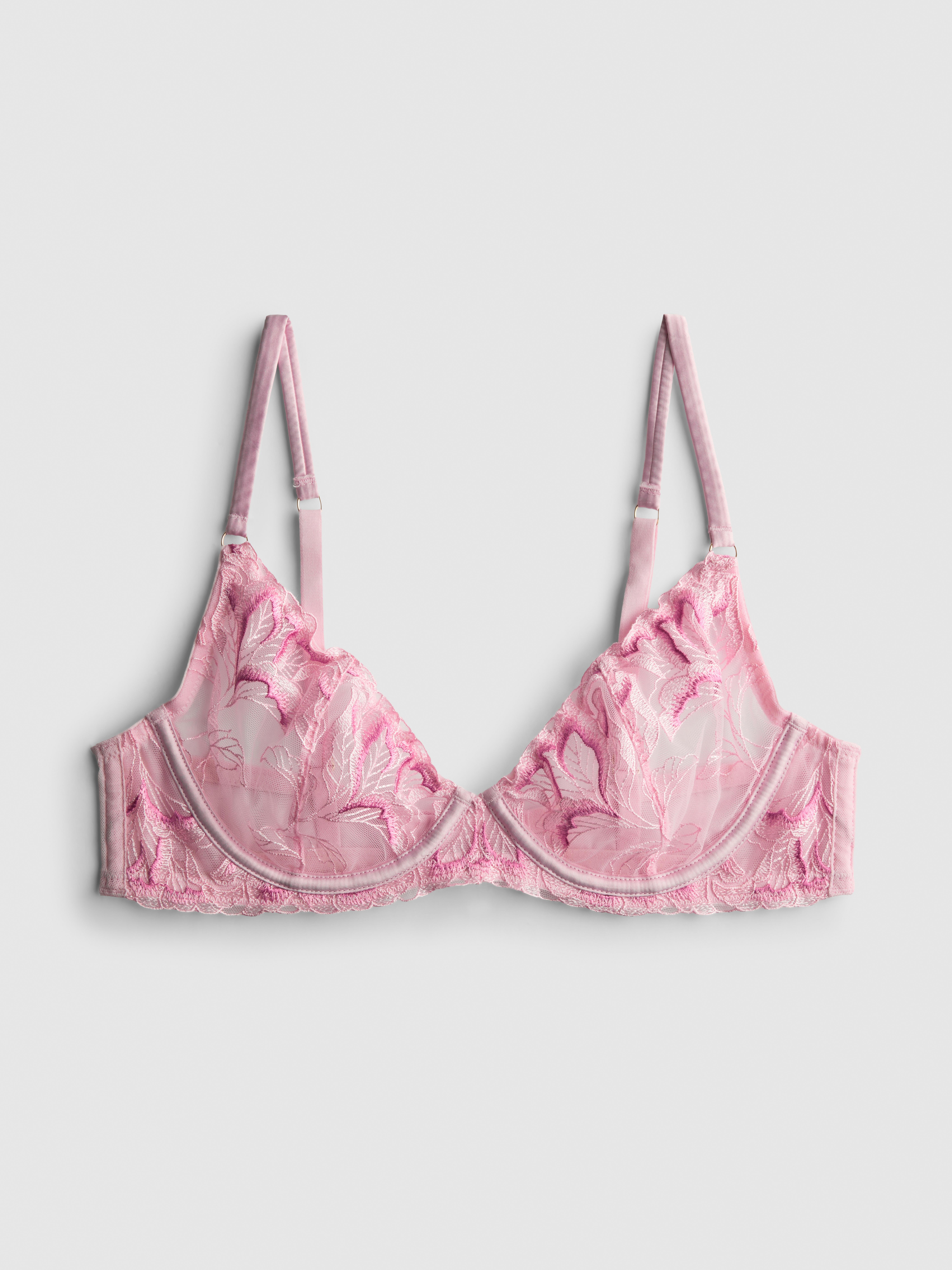 Floral Embroidered Plunge Bra
