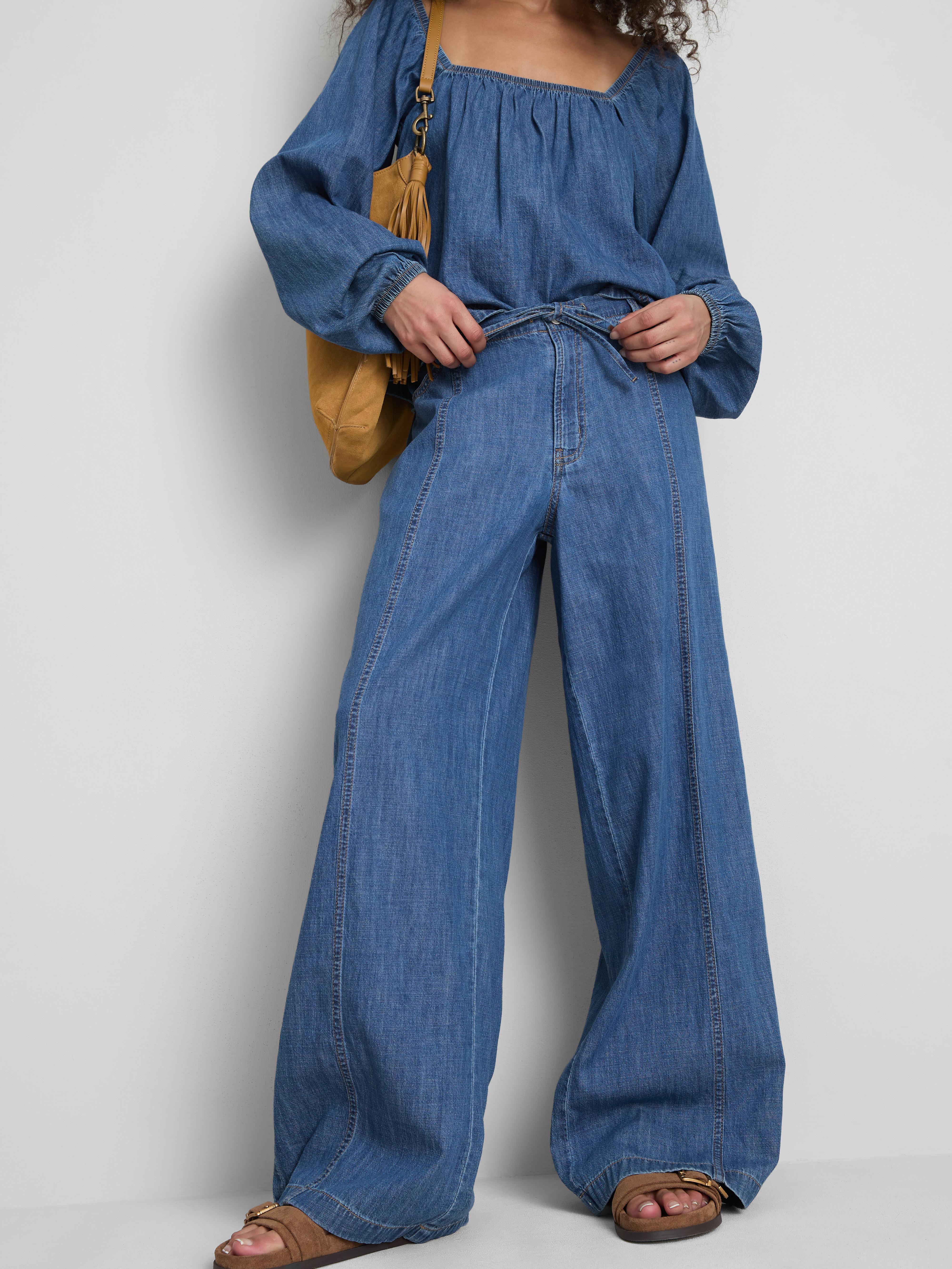 Paula Echevarría Cotton Rich Denim Wide Leg Trousers