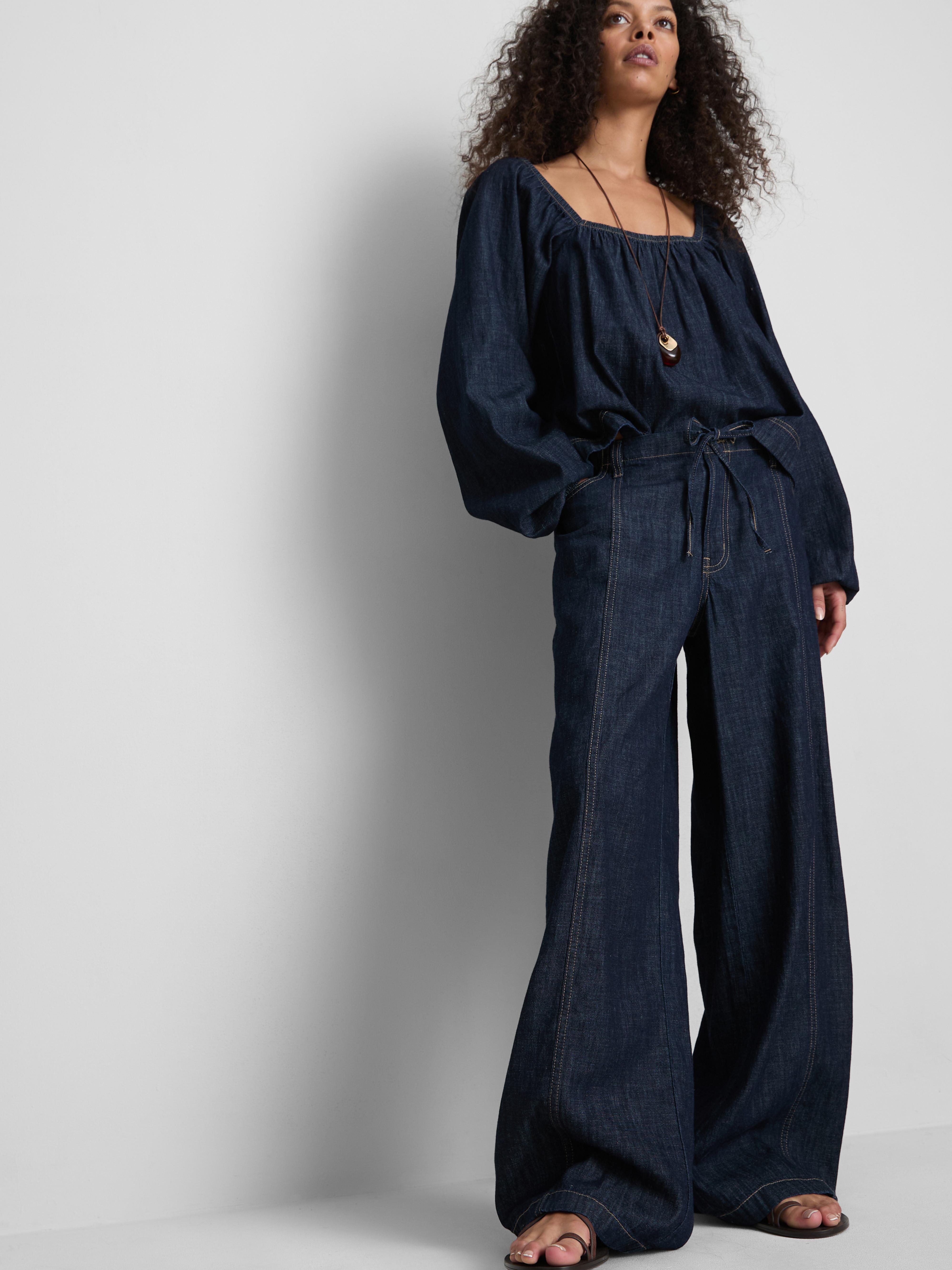 „Paula Echevarría“ Denim-Hose mit hohem Baumwollanteil und weitem Bein