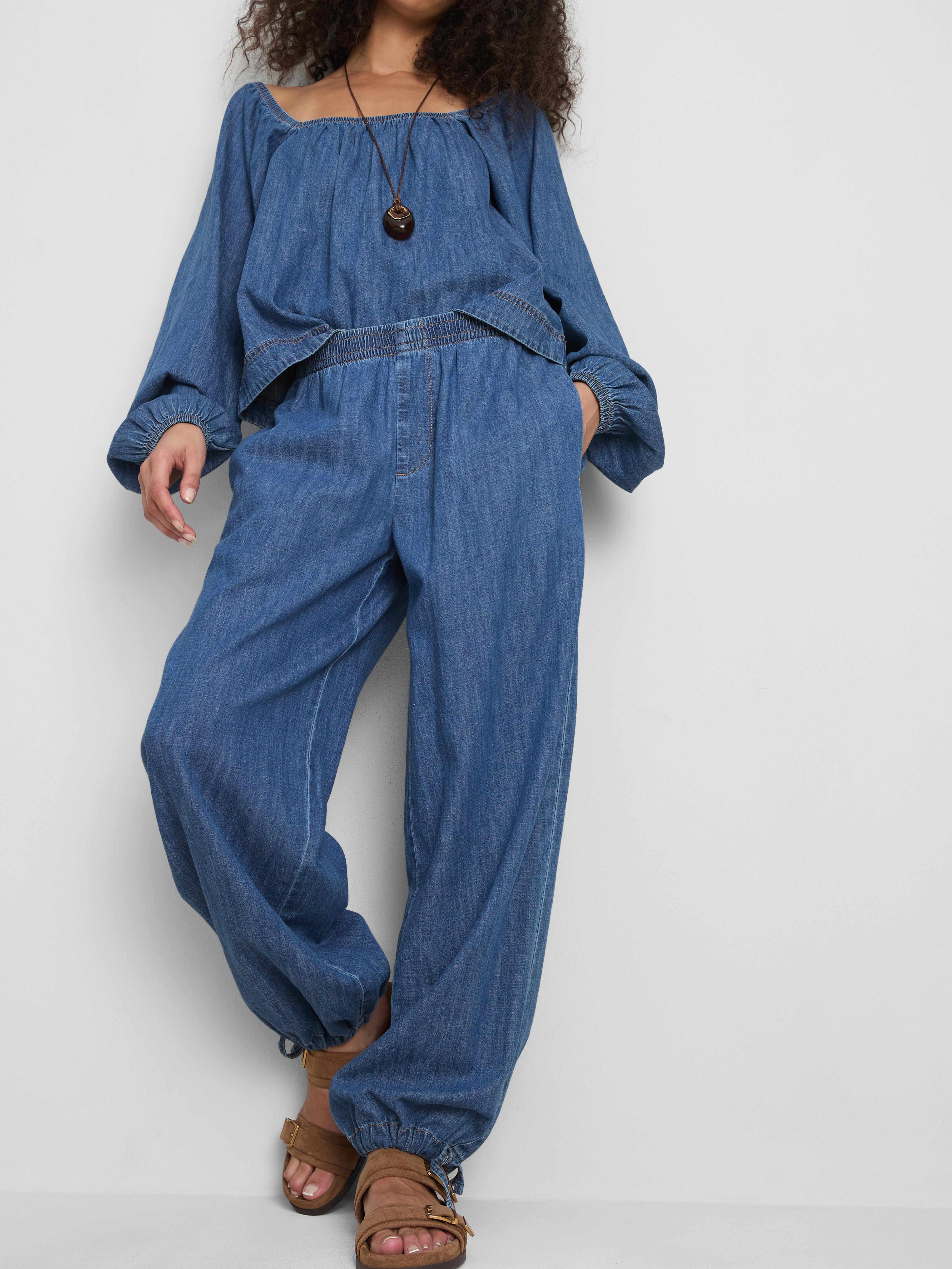 Pantaloni harem din denim bogat în bumbac Paula Echevarría