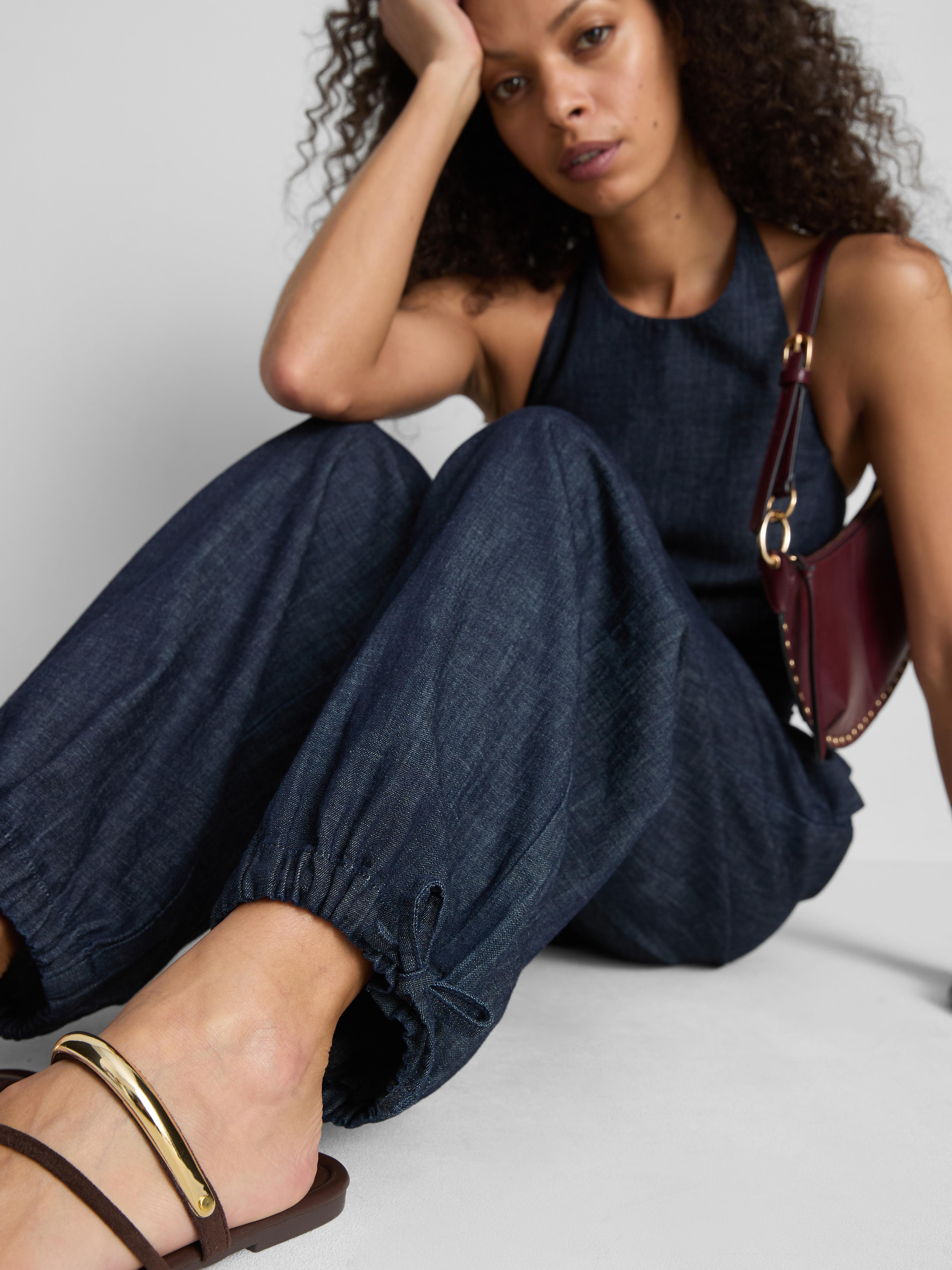 Paula Echevarría Cotton-Rich Denim Harem Pants