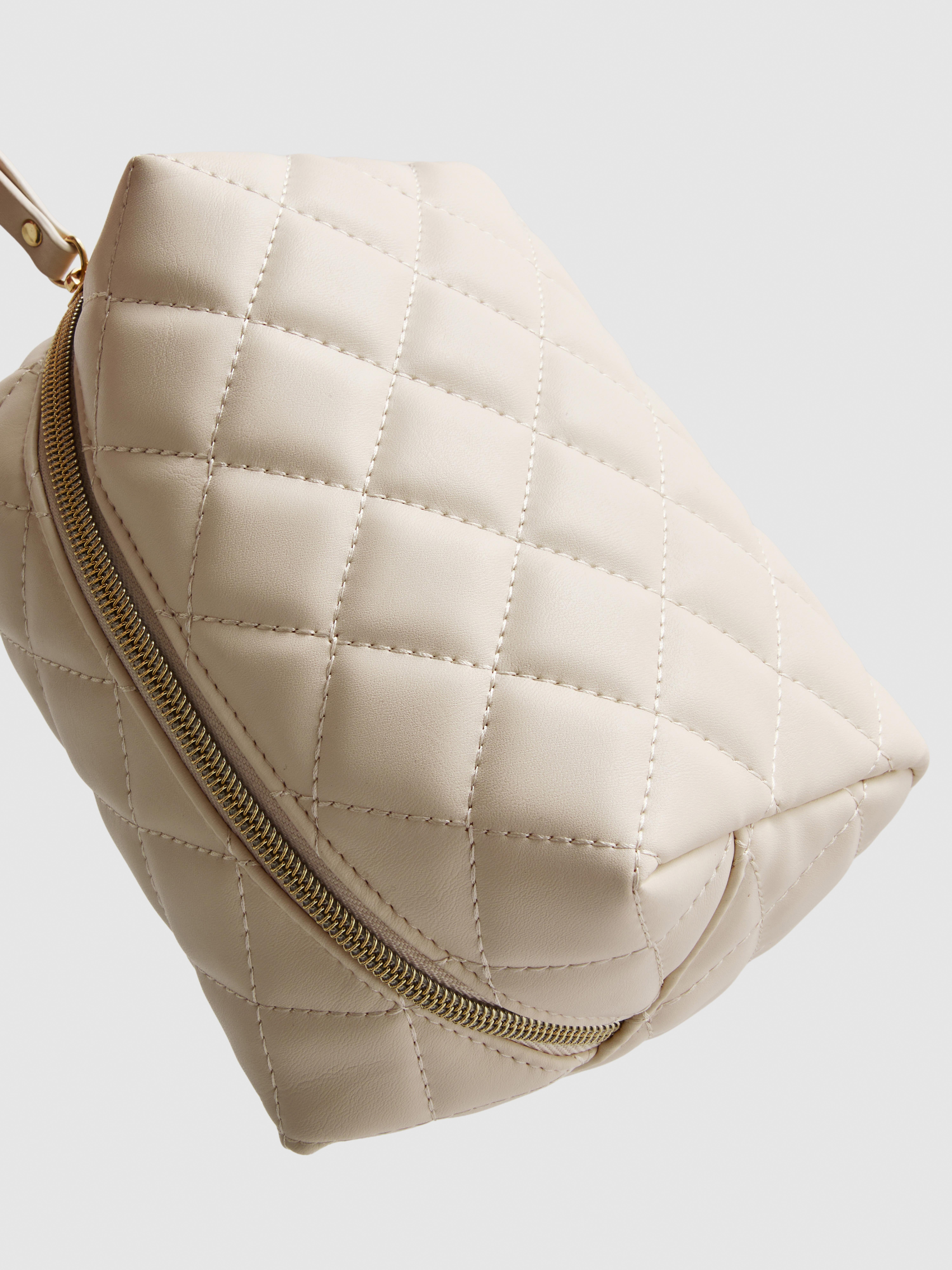 Quilted Initial Makeup Bag