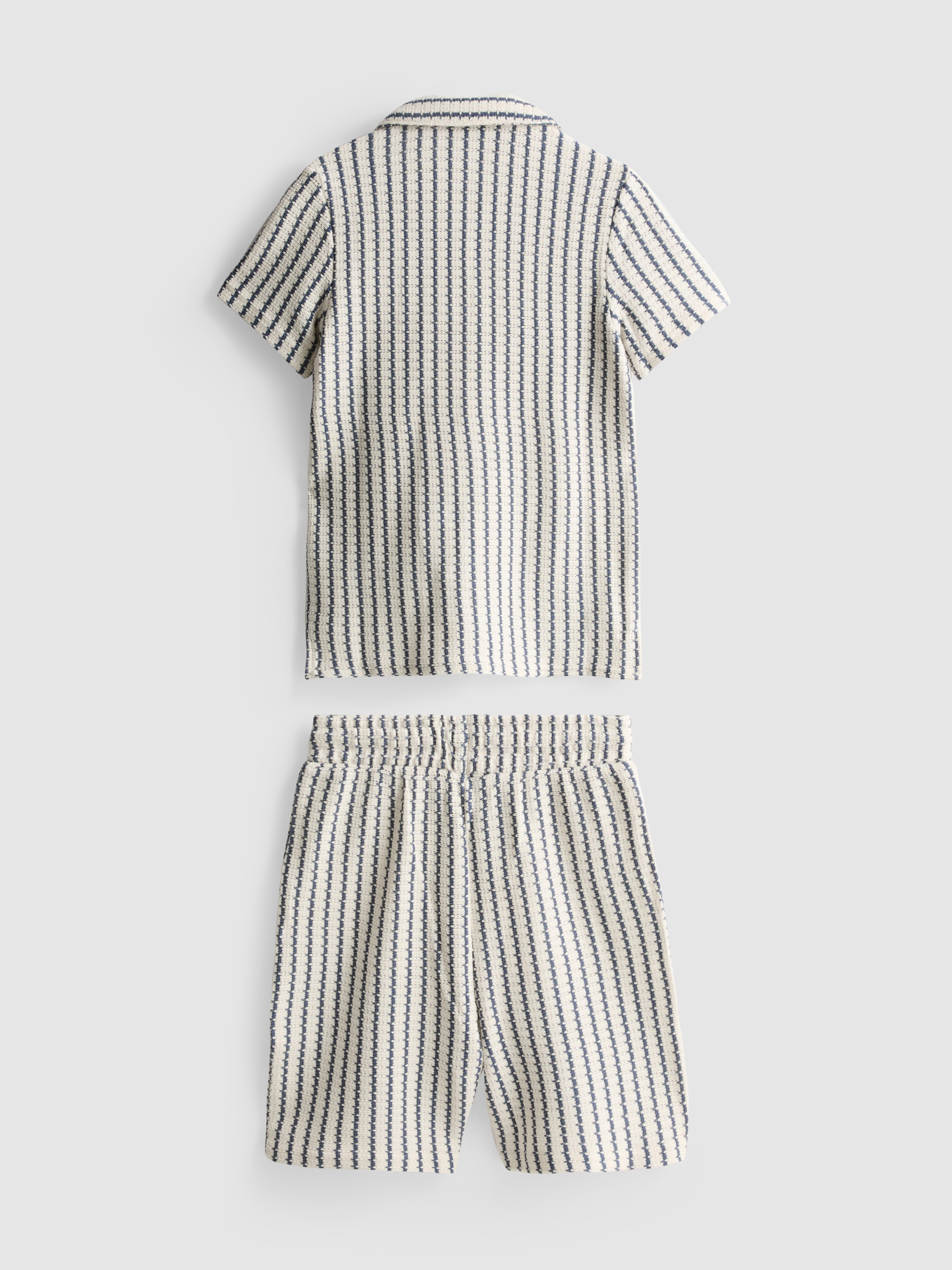 7-15yrs | Stripe Knit Shirt and Shorts Set