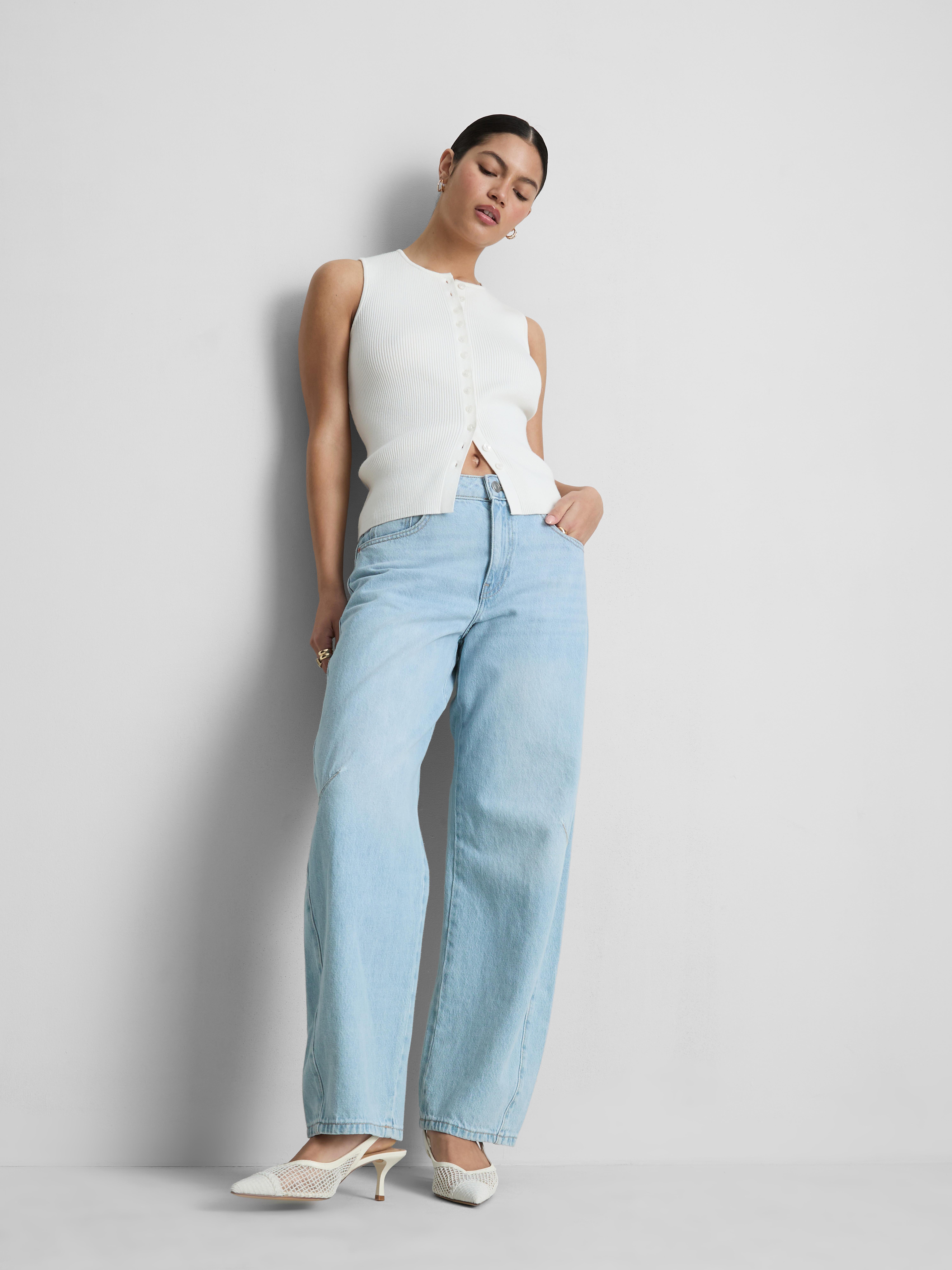 Mid-Rise Barrel Leg Jeans