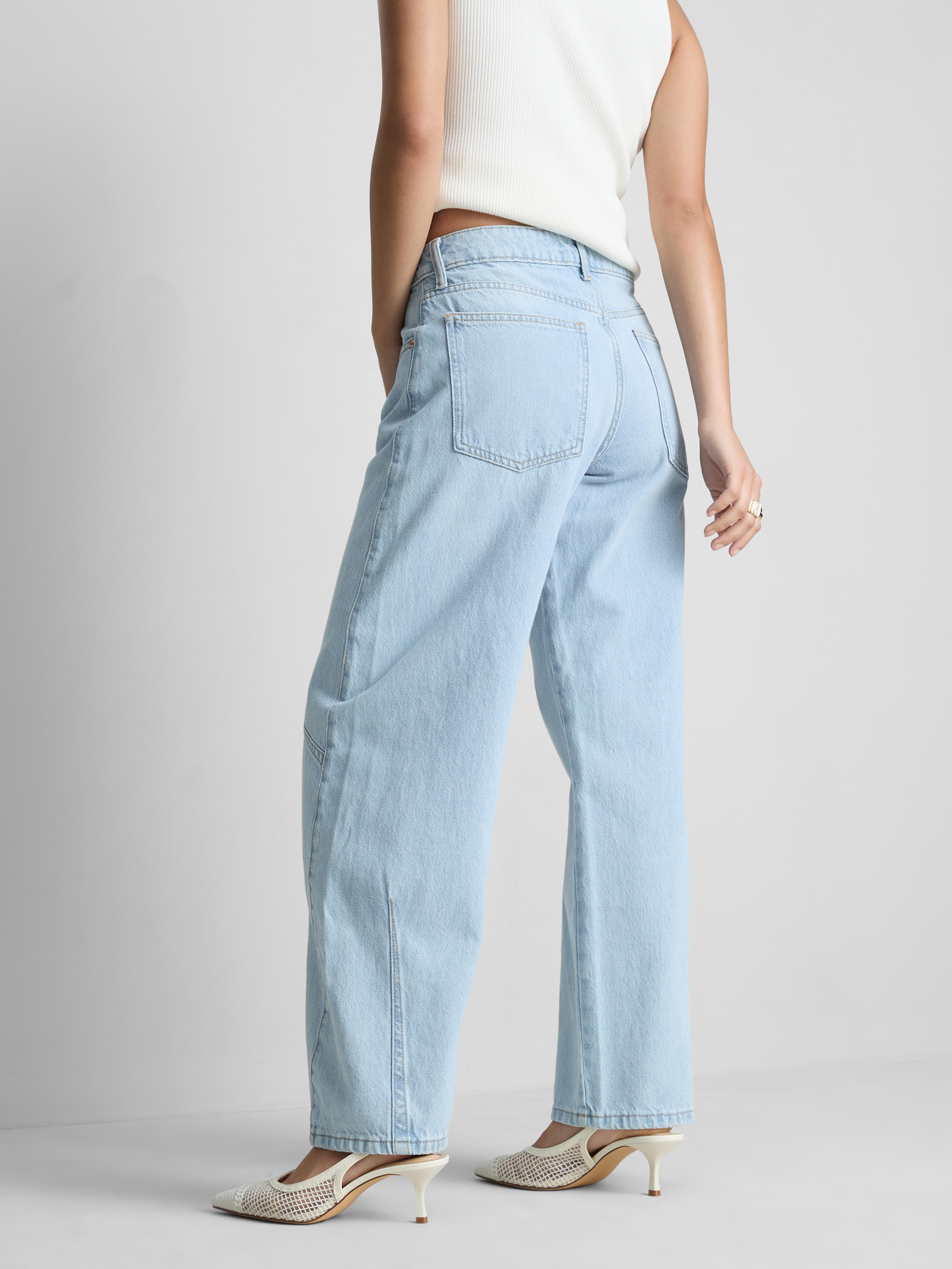 Mid-Rise Barrel Leg Jeans