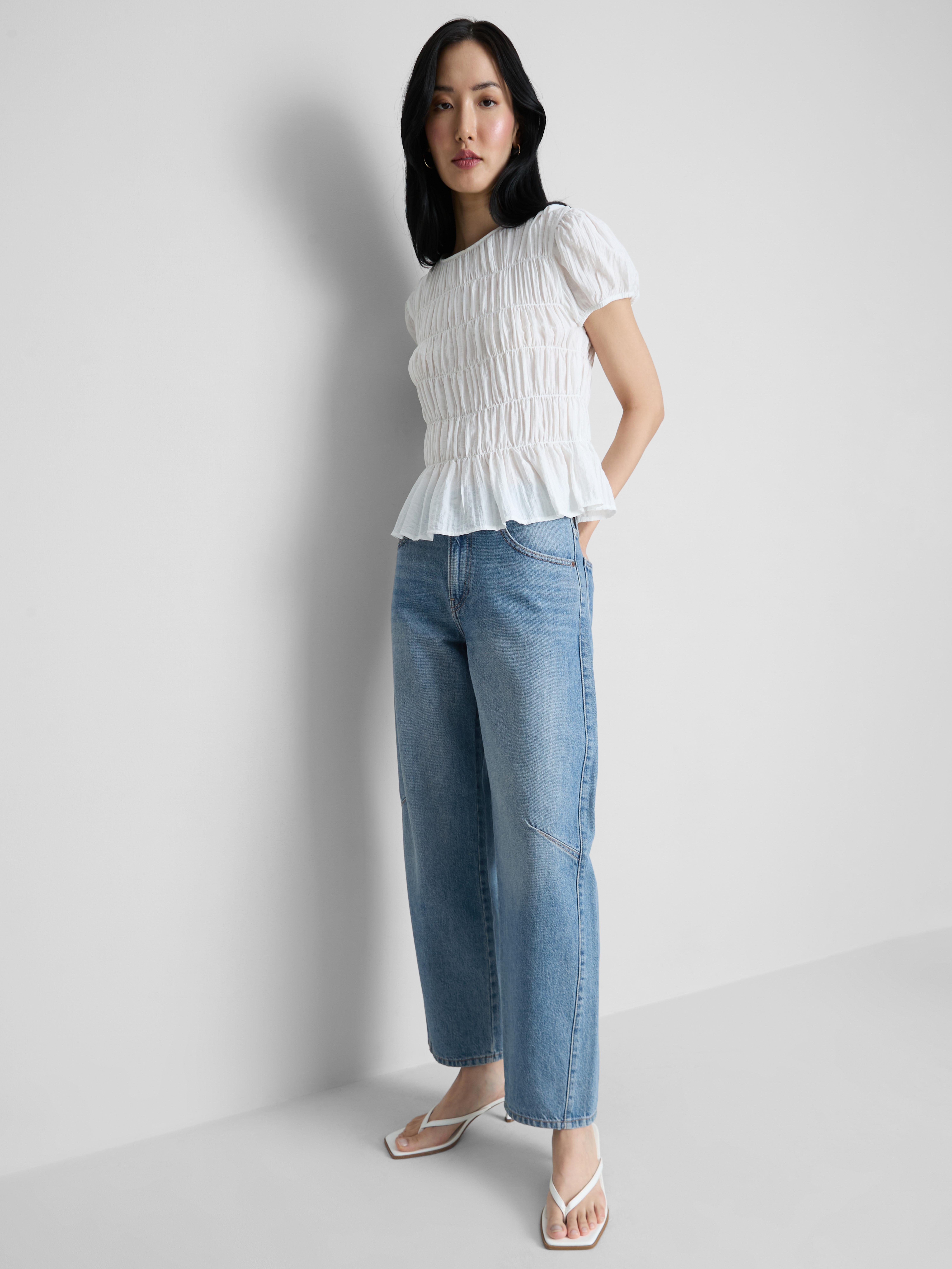 Mid-Rise Barrel Leg Jeans