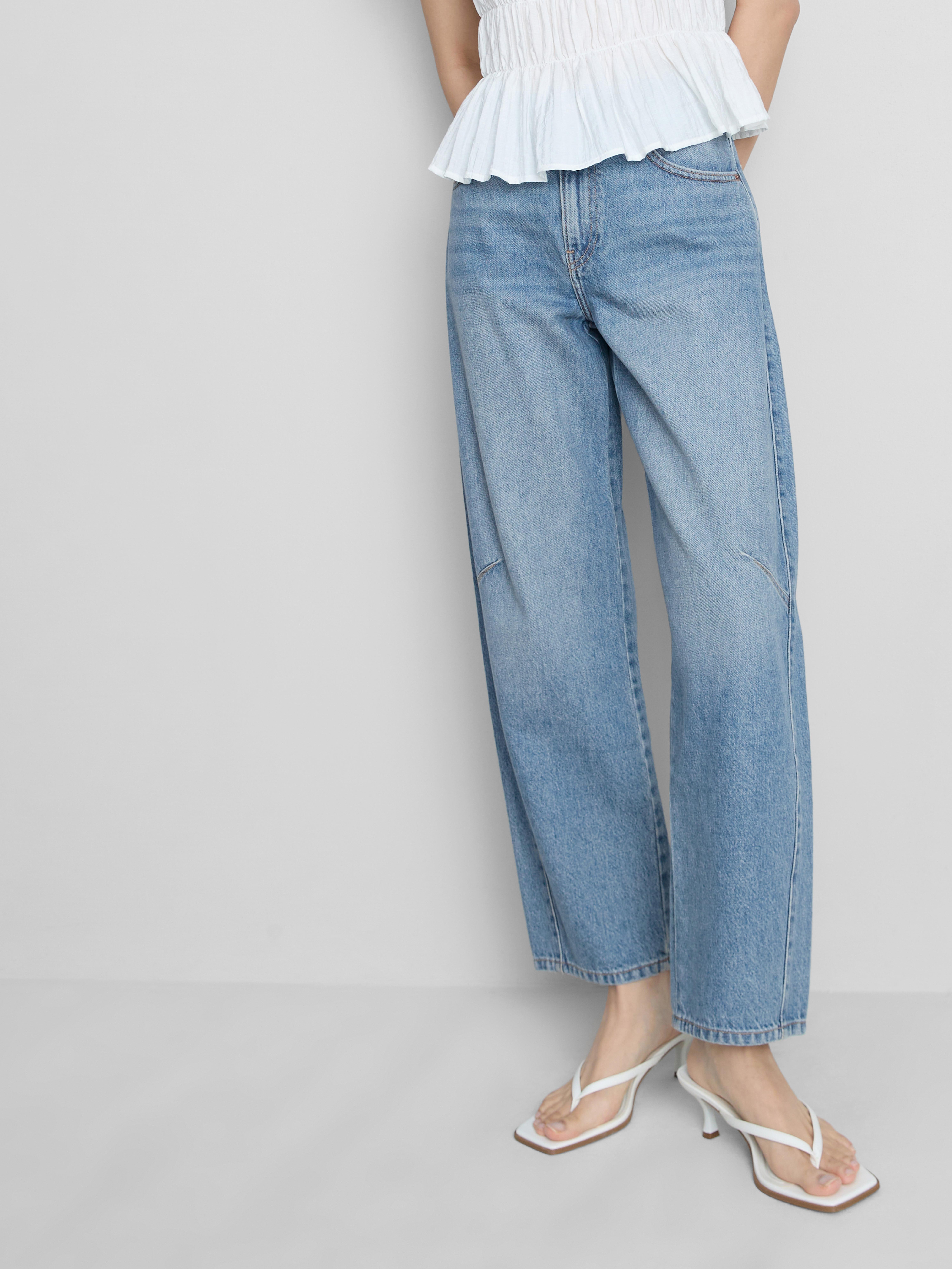 Mid-Rise Barrel Leg Jeans