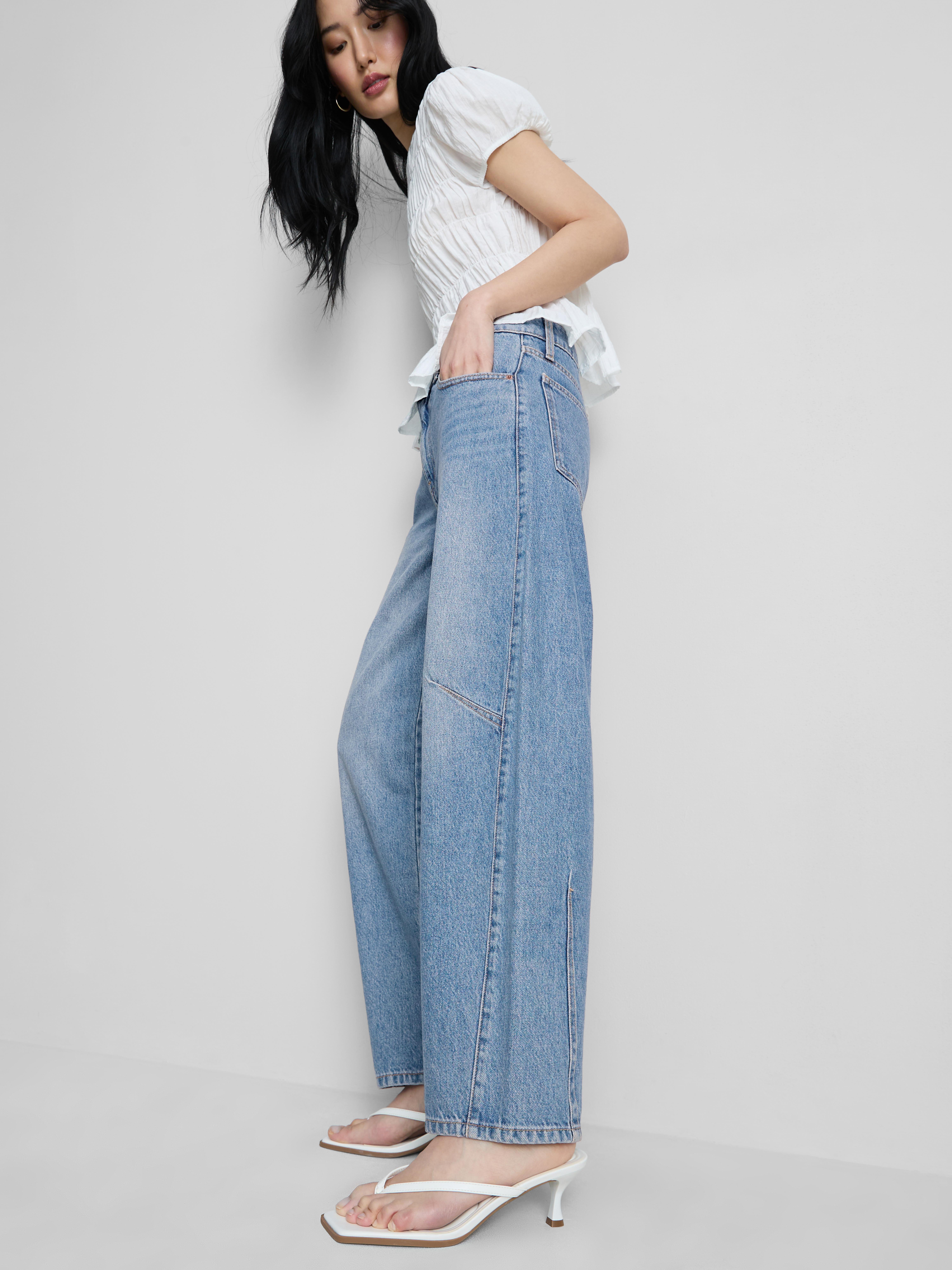 Mid-Rise Barrel Leg Jeans