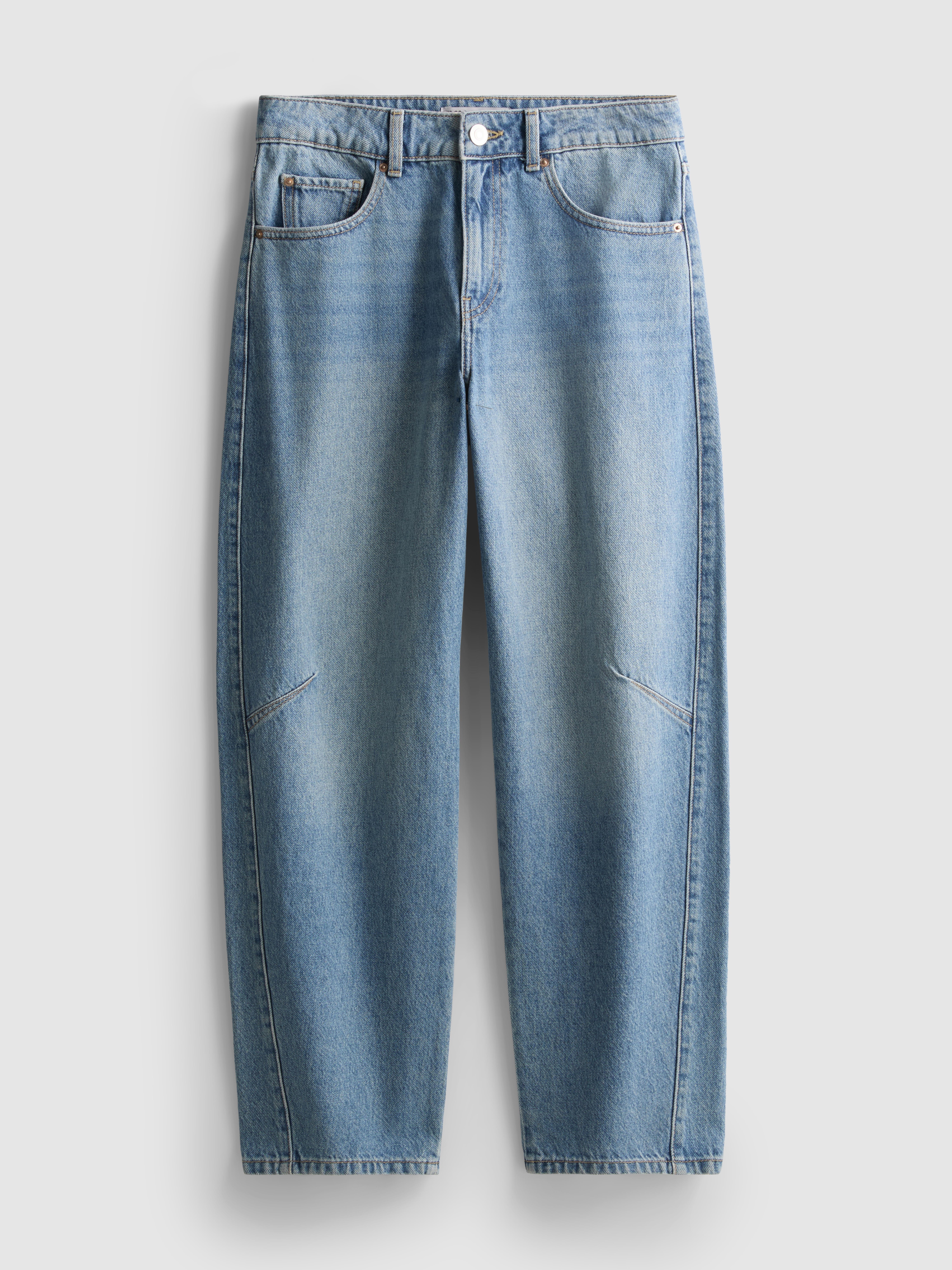 Mid-Rise Barrel Leg Jeans