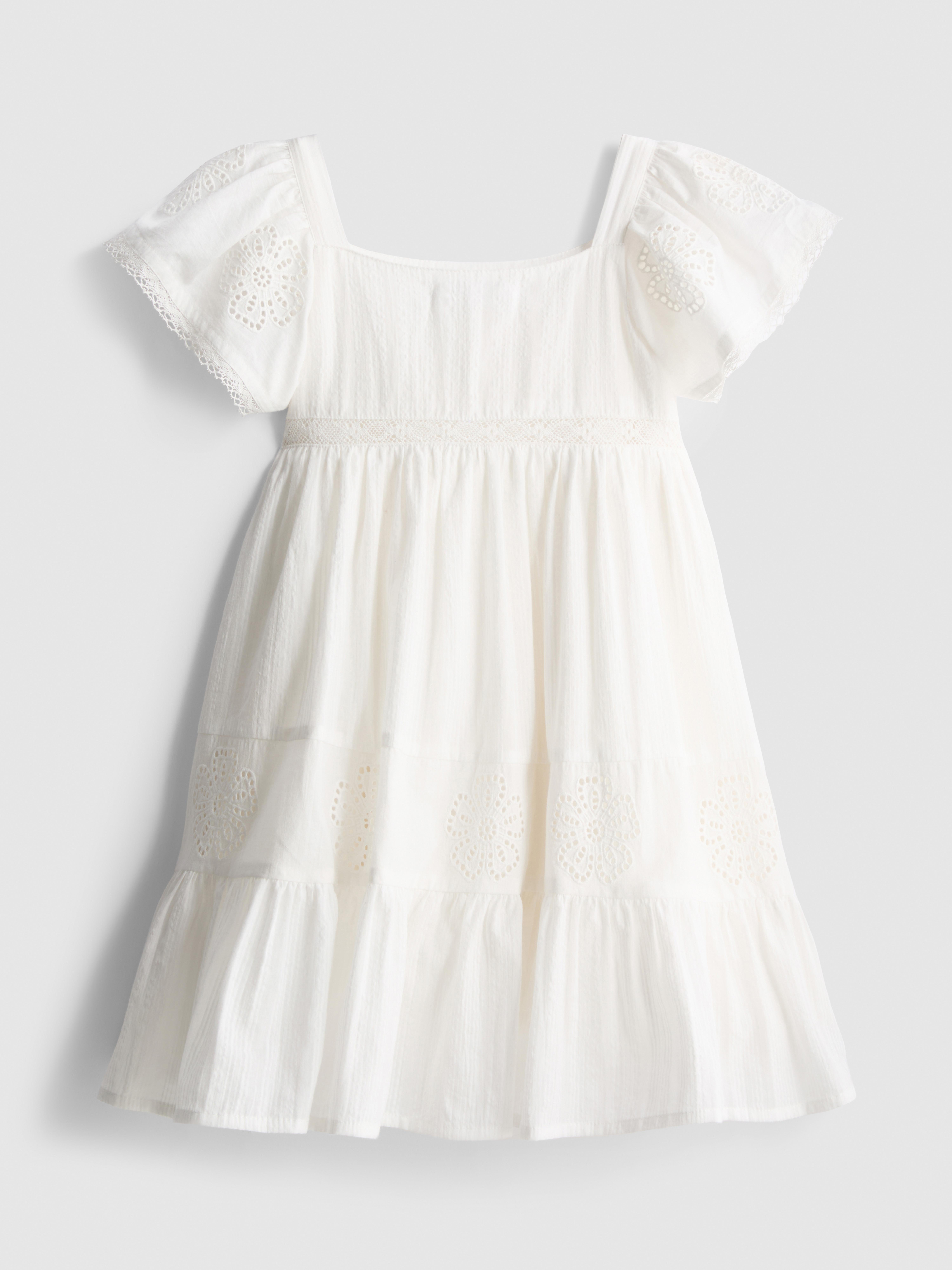 Girls White 1.5-9yrs | Tiered Eyelet Dress | Primark