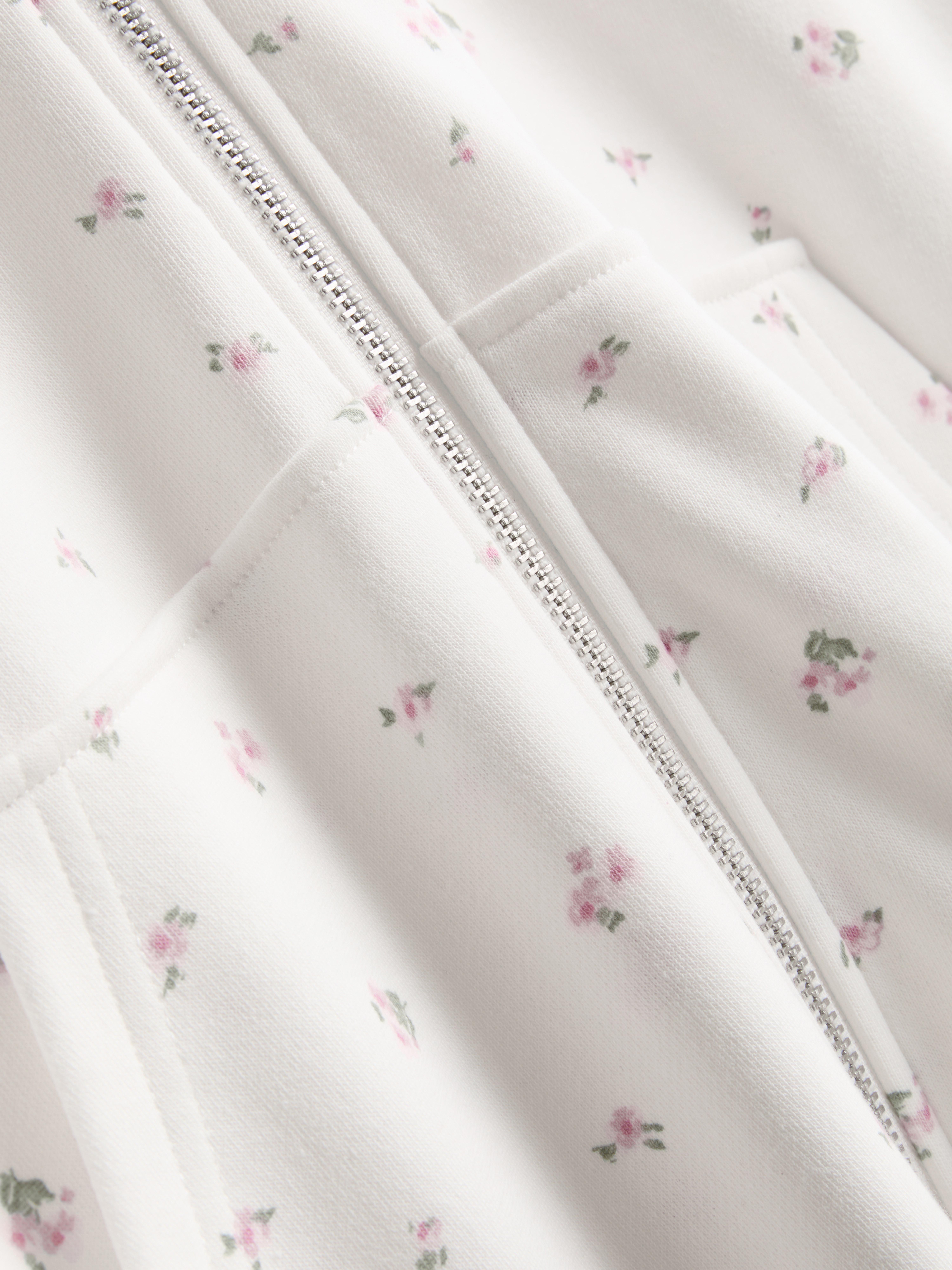 Sweat à capuche zippé en coton majoritaire à fleurs