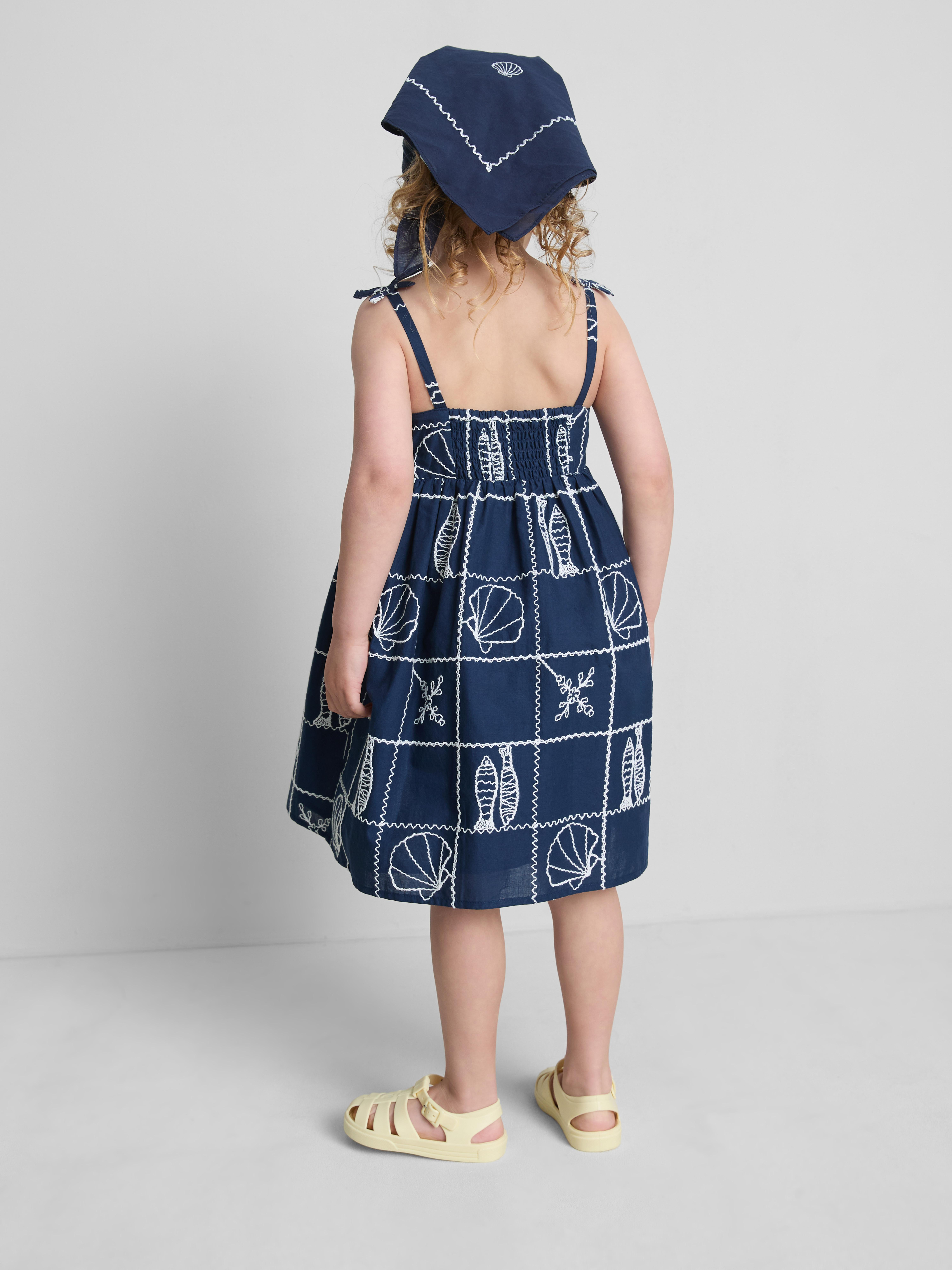 1.5-9yrs | Spaghetti Strap Embroidered Smock Dress
