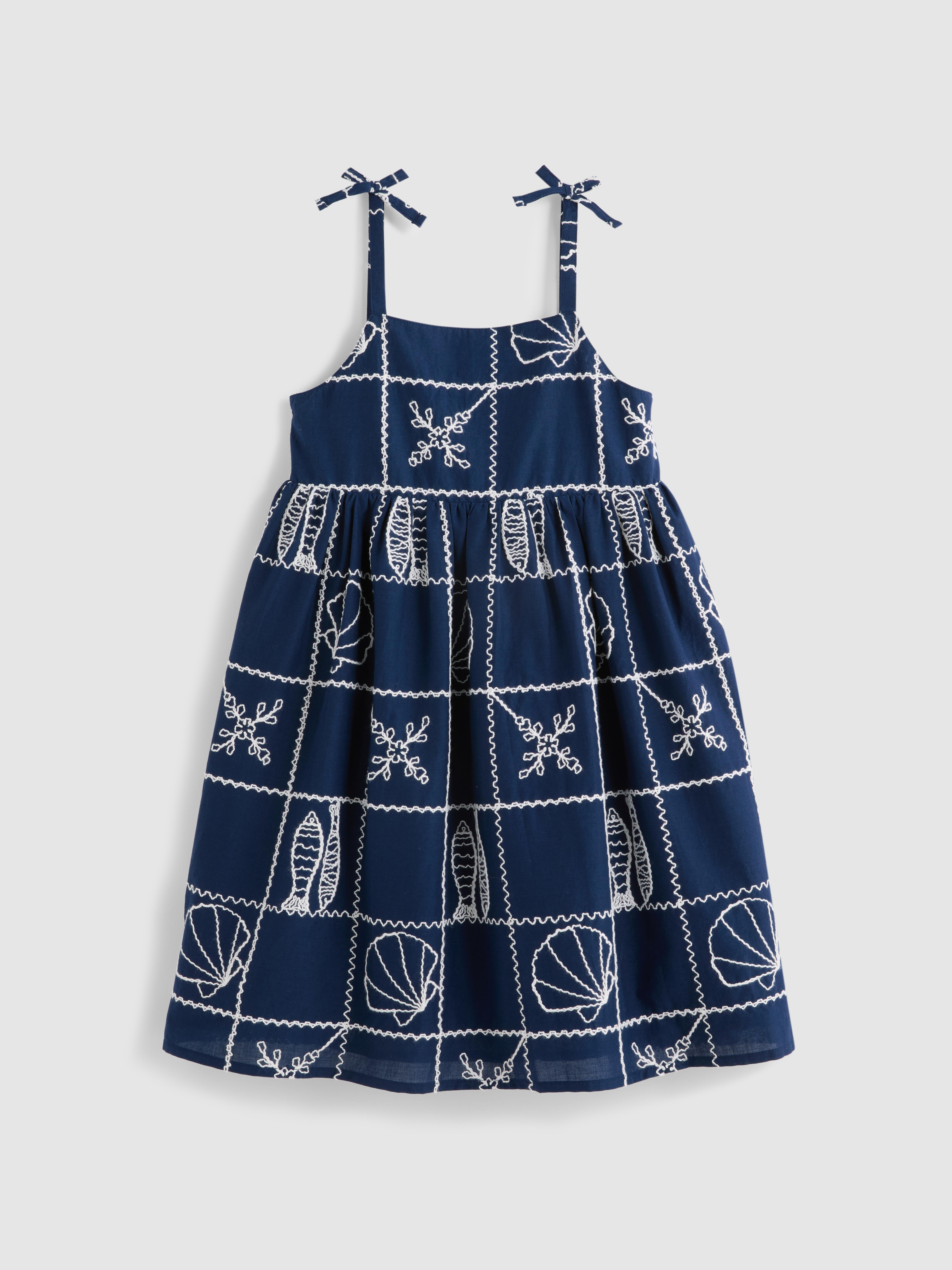 1,5 - 9 ani | Rochie încrețită cu bretele subțiri și broderie