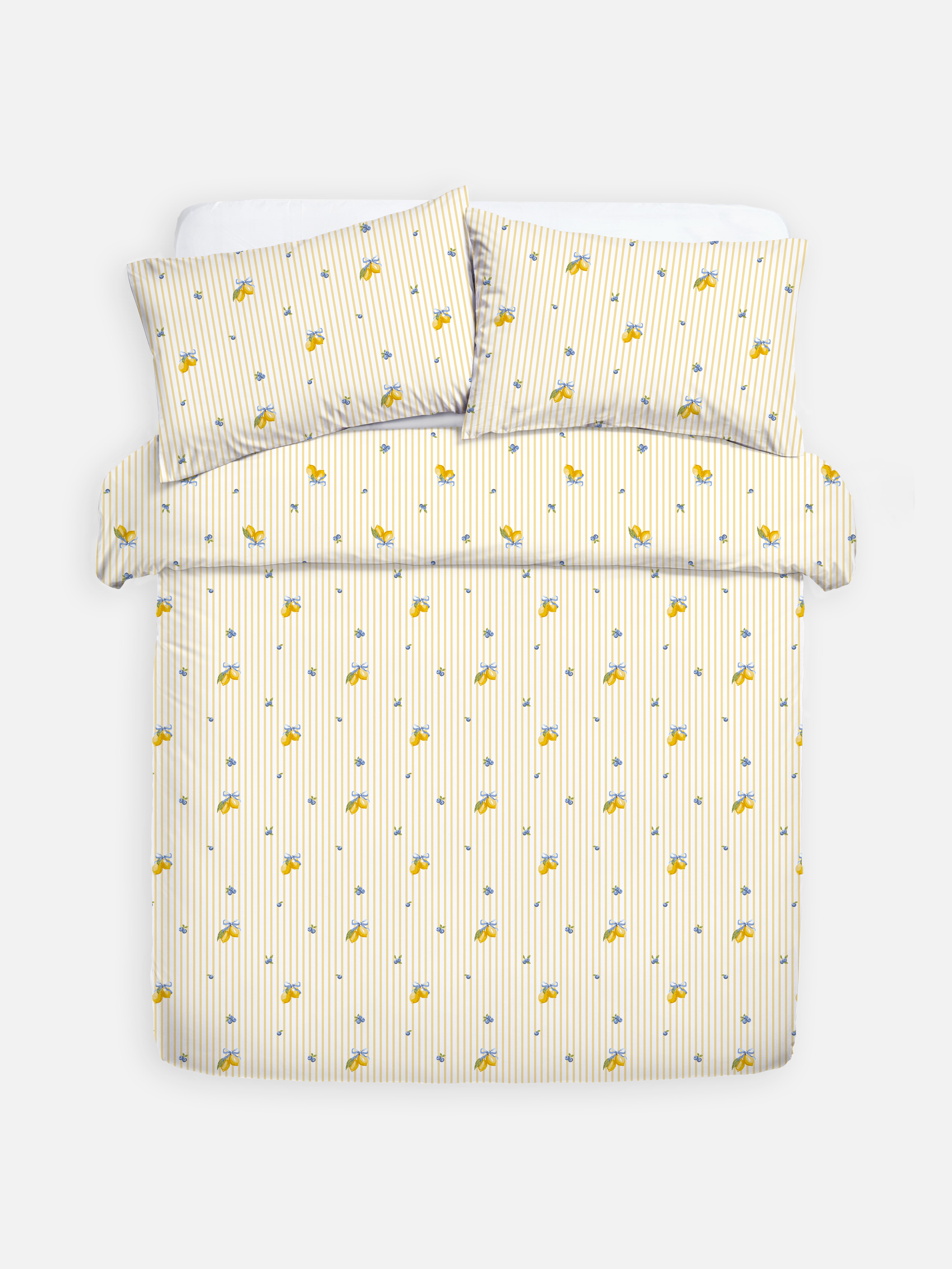 Conjunto capa edredão riscas limão